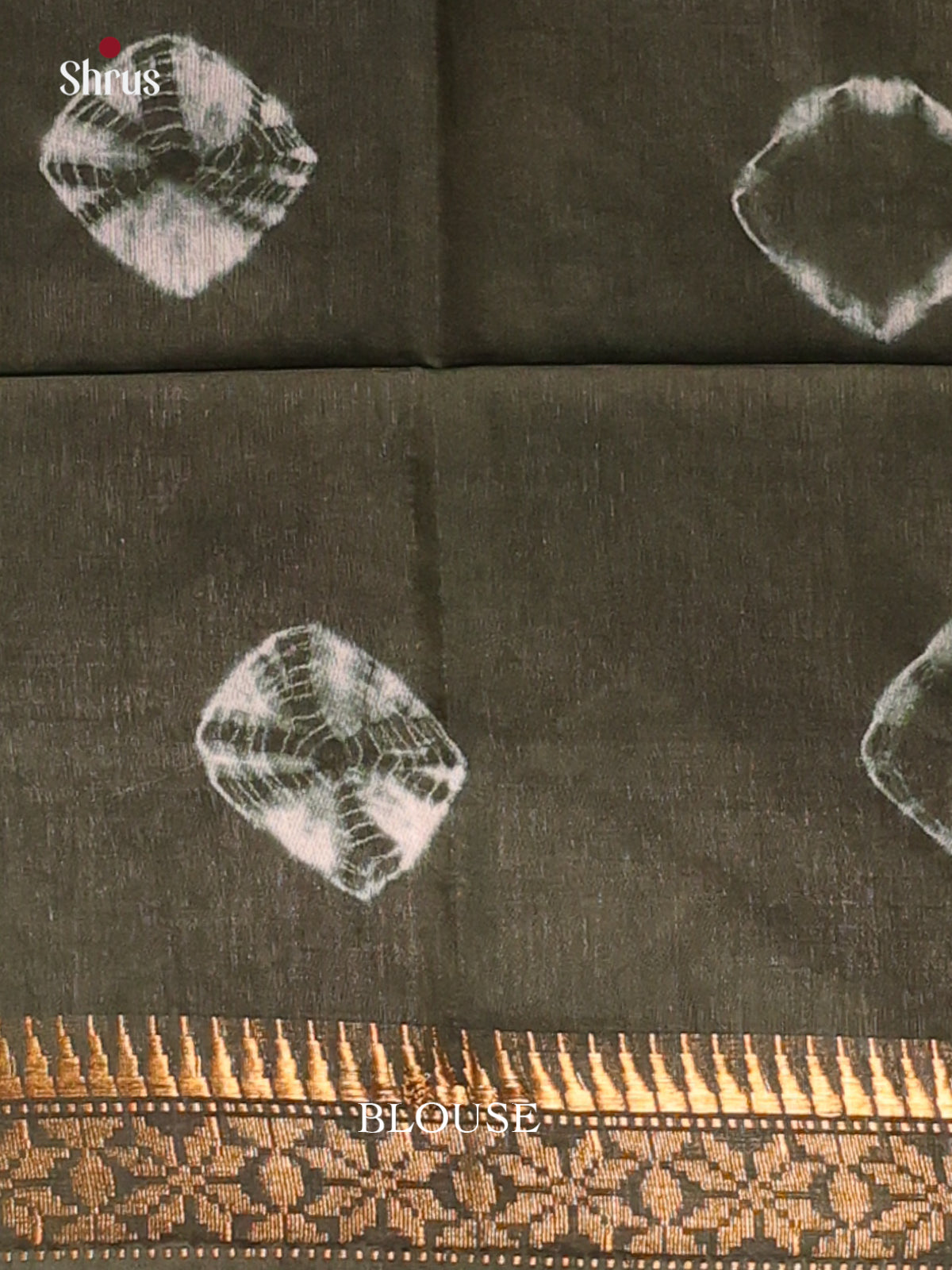 Cream & Green - Shibori Saree - Shop on Shrus.com