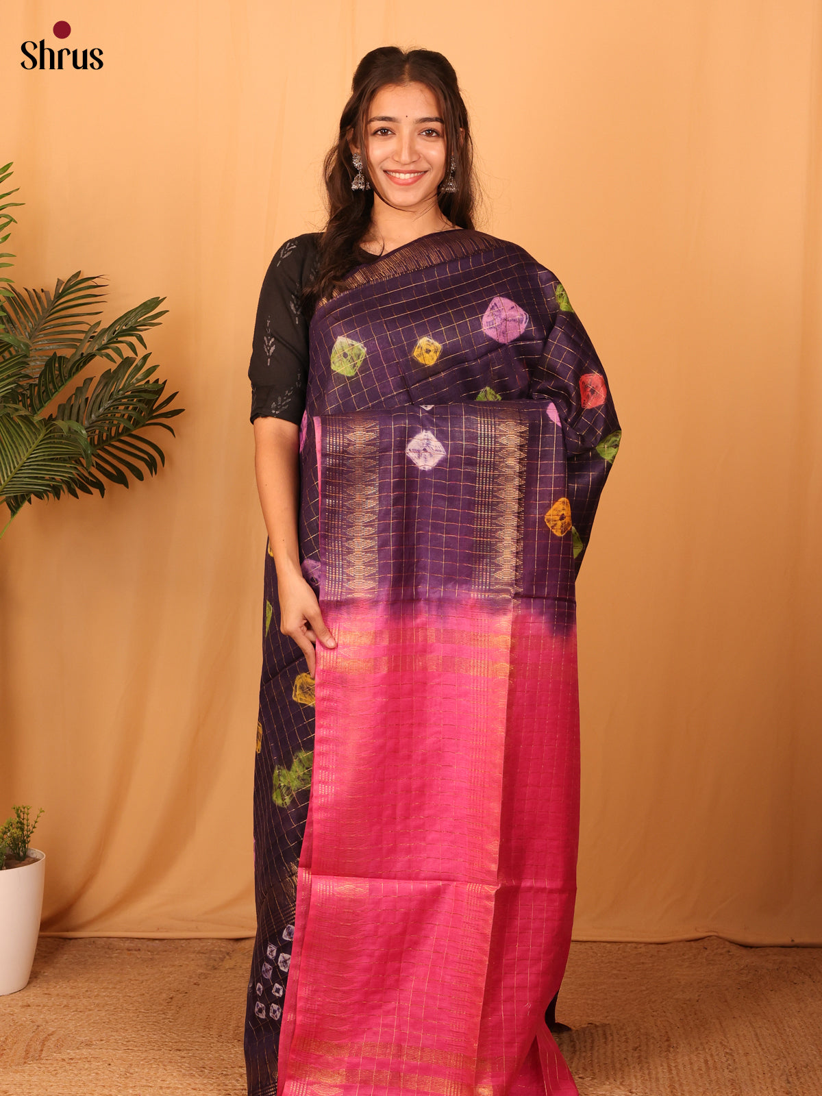 Violet & Pink - Shibori Saree - Shop on Shrus.com