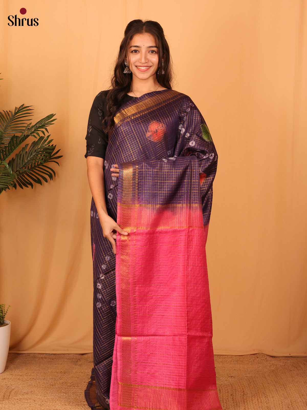 Violet & Pink - Shibori Saree - Shop on Shrus.com