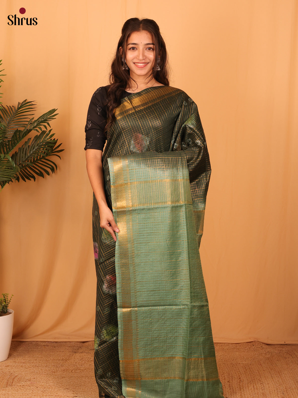 Green & Mint - Shibori Saree - Shop on Shrus.com
