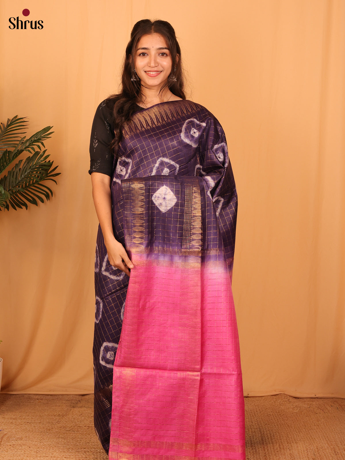 Violet & Pink - Shibori Saree - Shop on Shrus.com