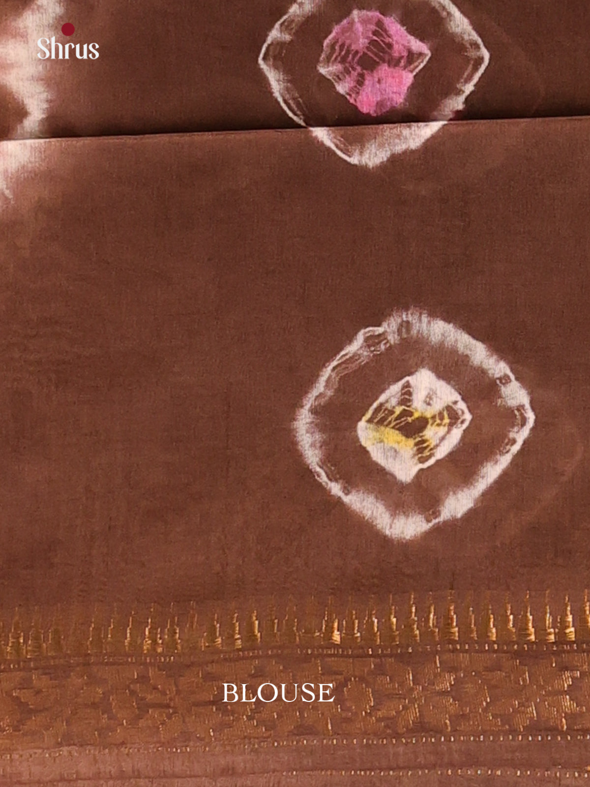 Cream & brown - Shibori Saree - Shop on Shrus.com