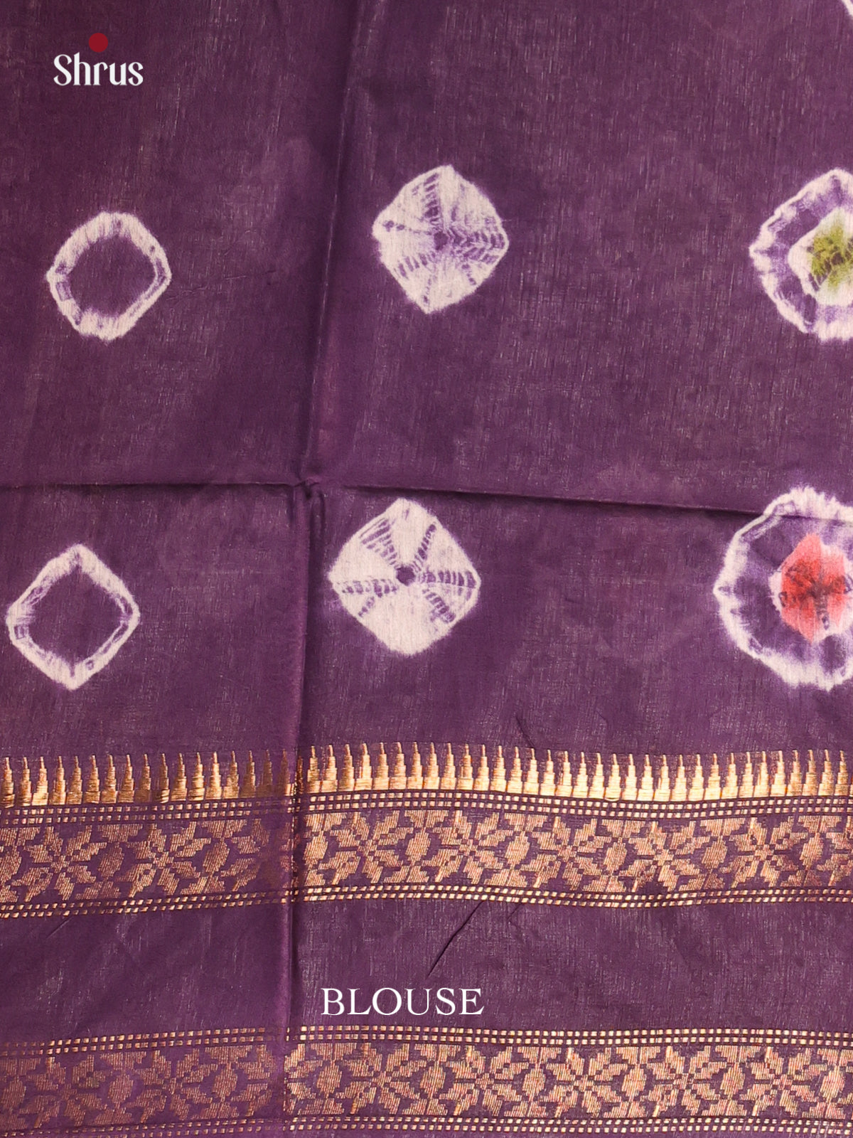 Cream & Violet- Shibori Saree - Shop on Shrus.com