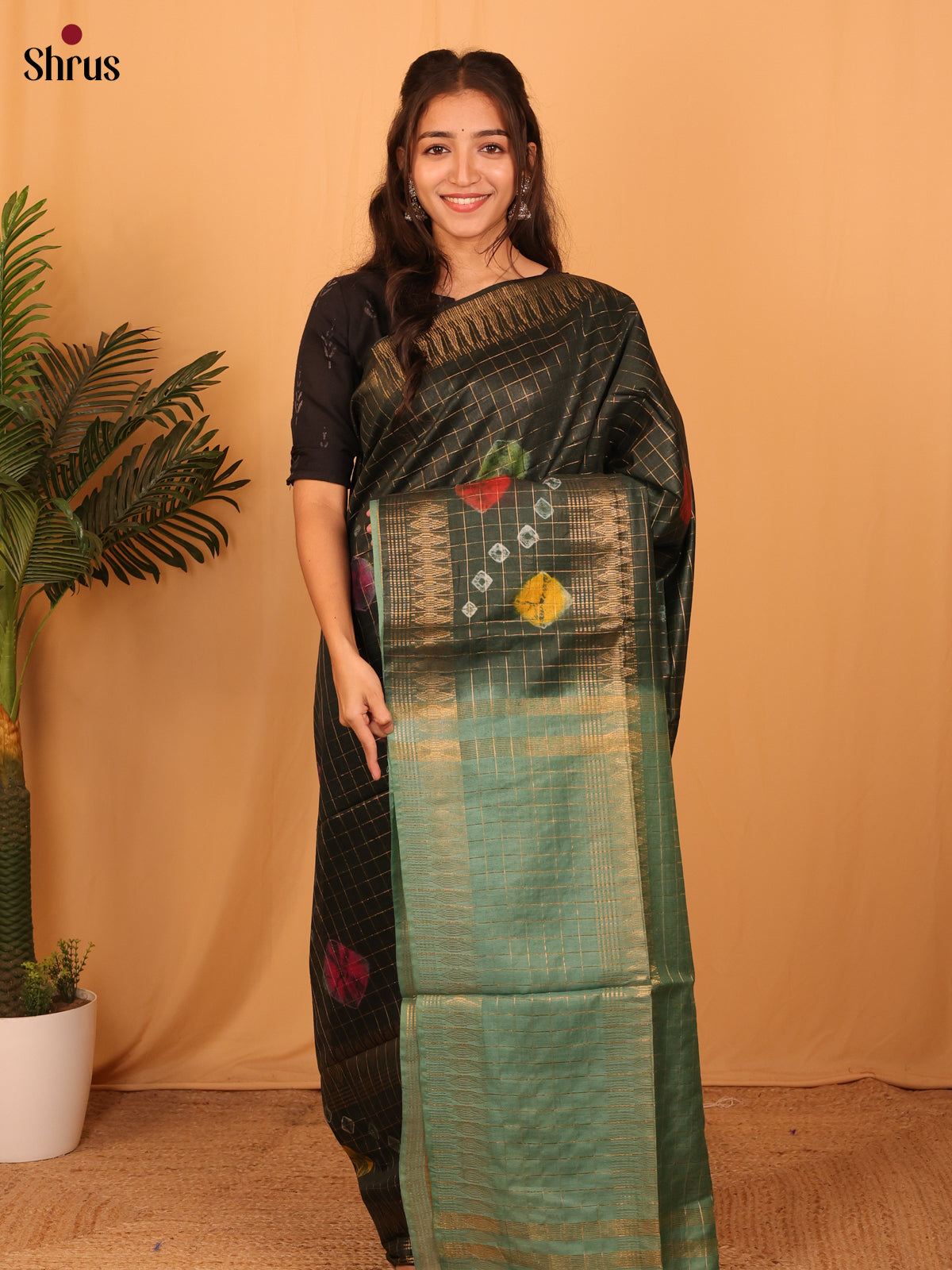 Green & Mint - Shibori Saree - Shop on Shrus.com