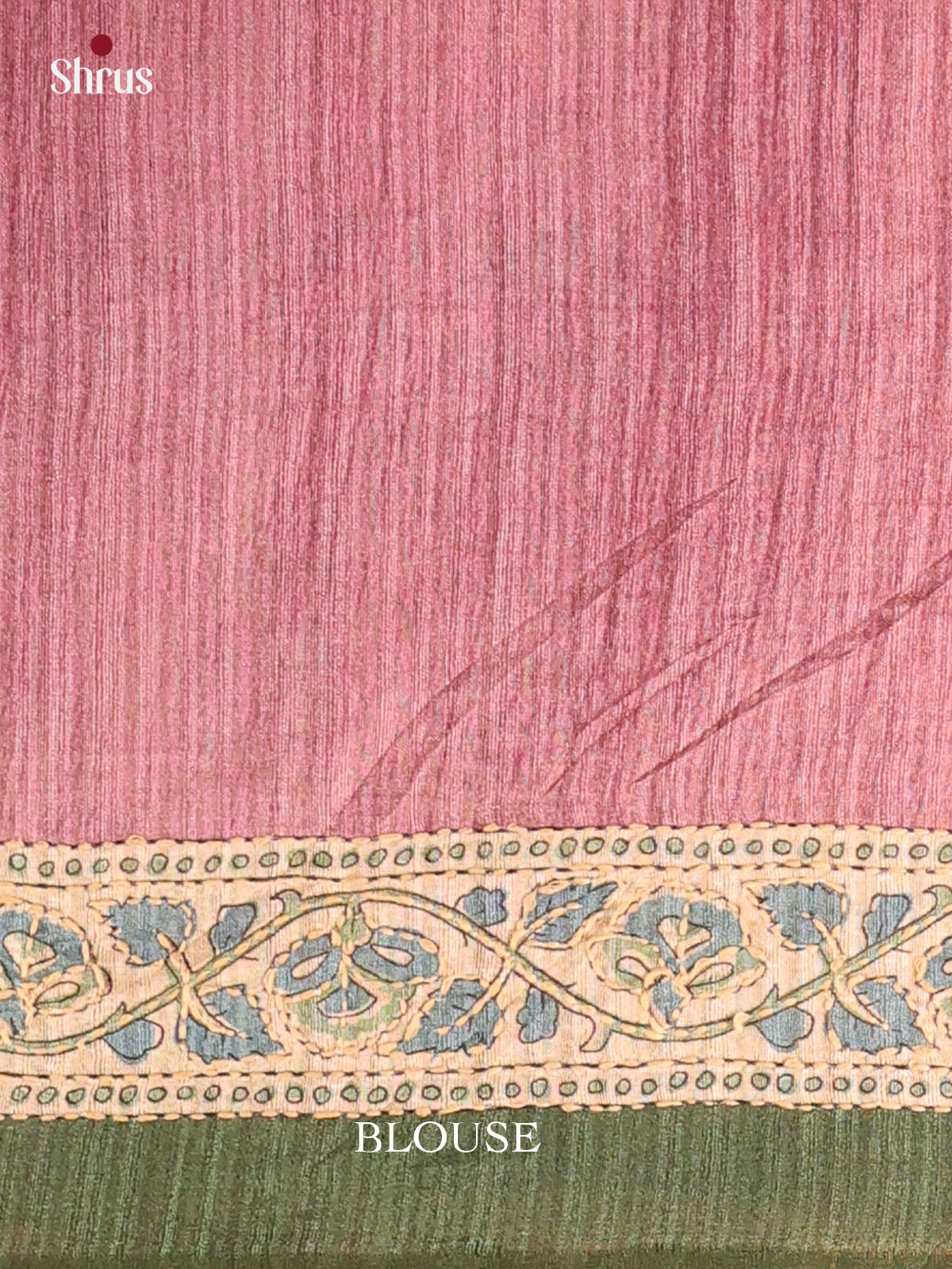 Pink & Green - Semi Kantha Saree - Shop on Shrus.com