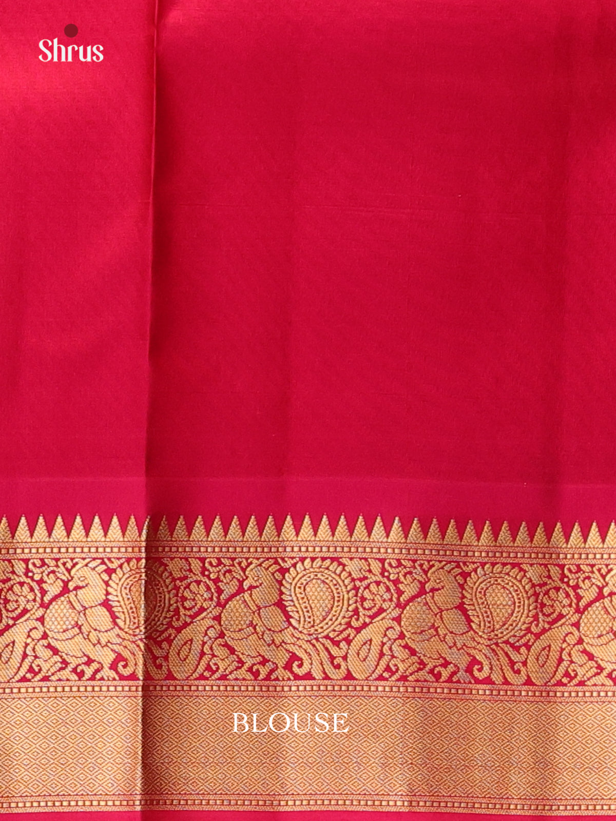 Peacock Blue & Red - Kanchipuram silk Saree - Shop on Shrus.com
