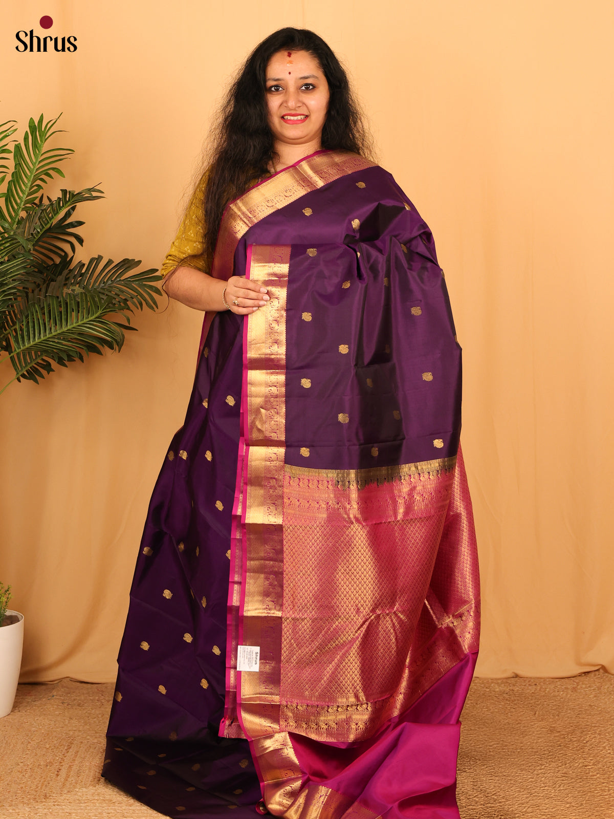 Violet & Majenta - Kanchipuram silk Saree - Shop on Shrus.com
