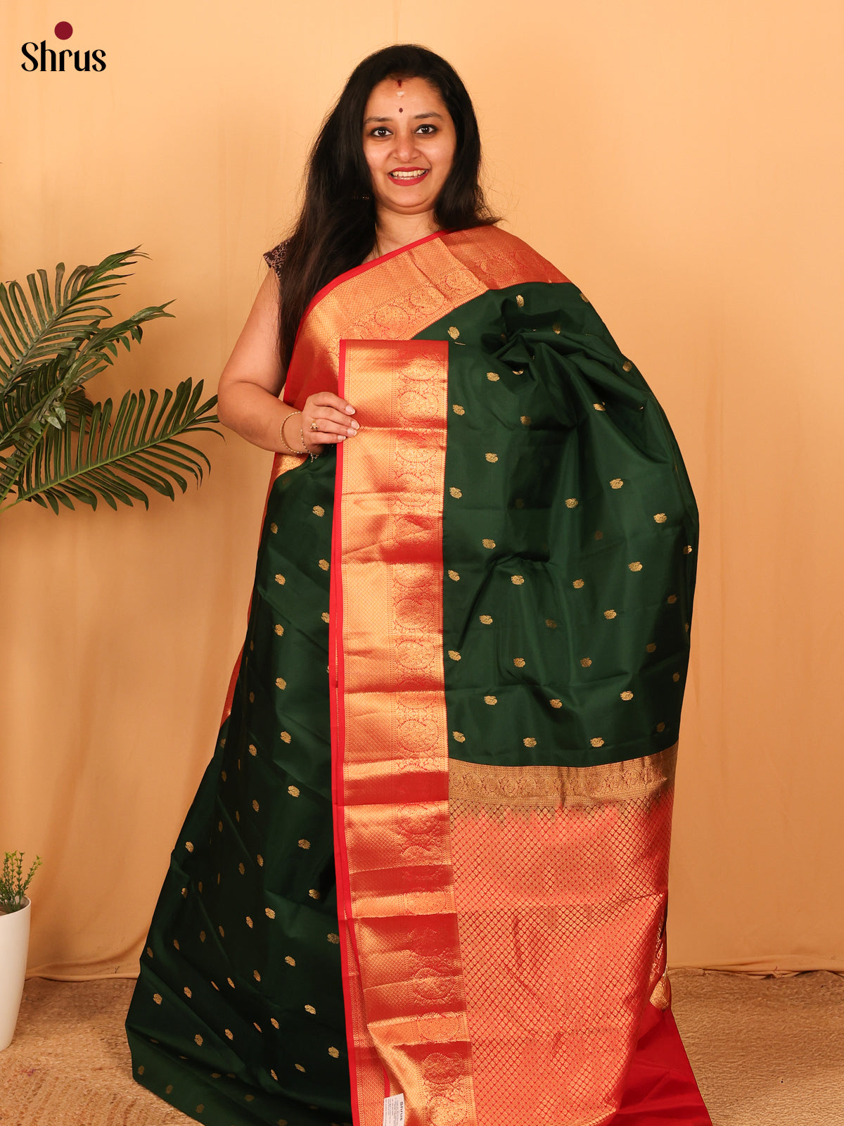 Green & Red - Kanchipuram silk Saree - Shop on Shrus.com