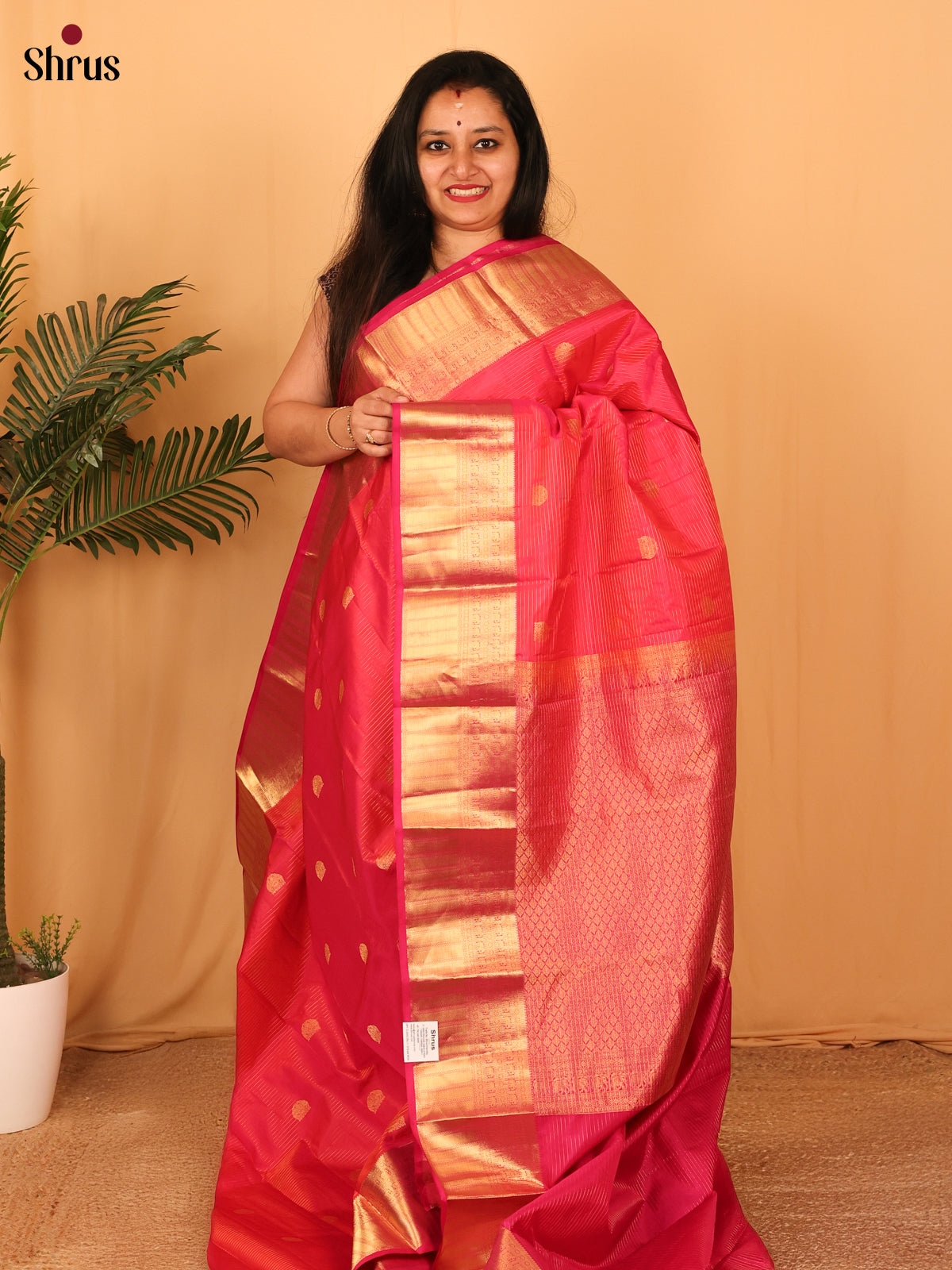 Pink(Single Tone) - Kanchipuram silk Saree - Shop on Shrus.com