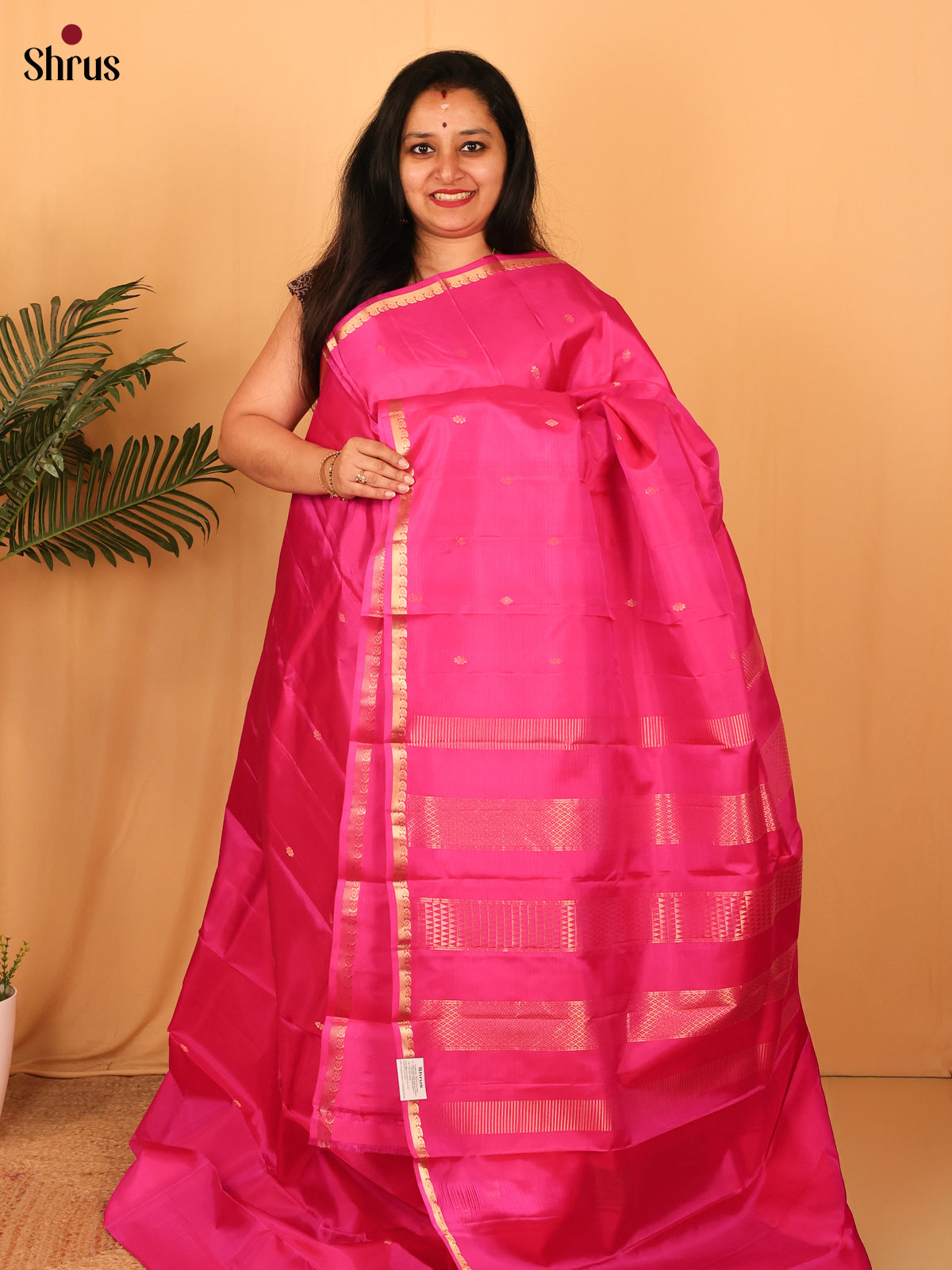 Pink(Single Tone) - Kanchipuram silk Saree - Shop on Shrus.com
