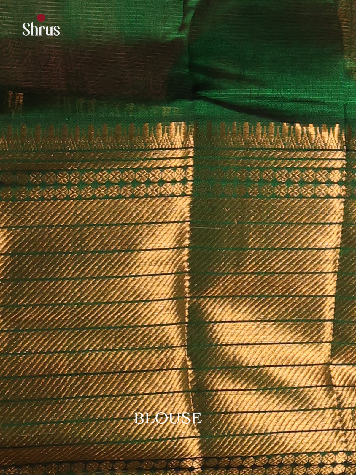 Green(Single Tone) - Mangalagiri silkcotton Saree with Gold Zari Border - Shop on Shrus.com