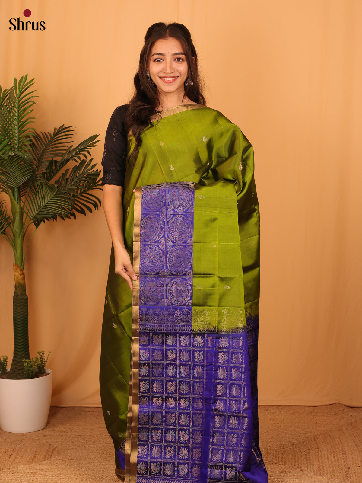 Green & Blue - Soft Silk Saree - Shop on Shrus.com