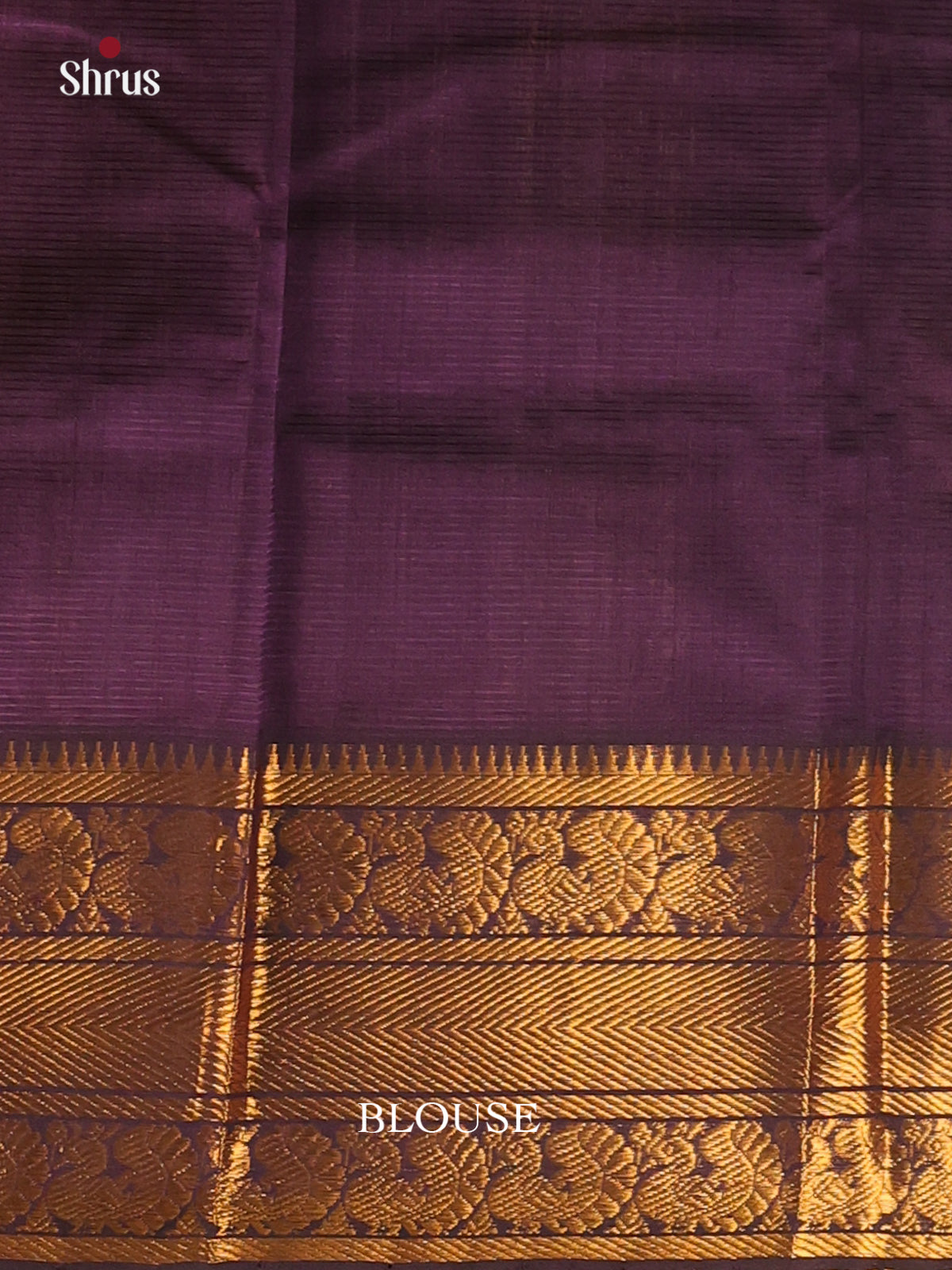 Violet(Single Tone) - Mangalagiri silkcotton Saree with Gold Zari Border - Shop on Shrus.com