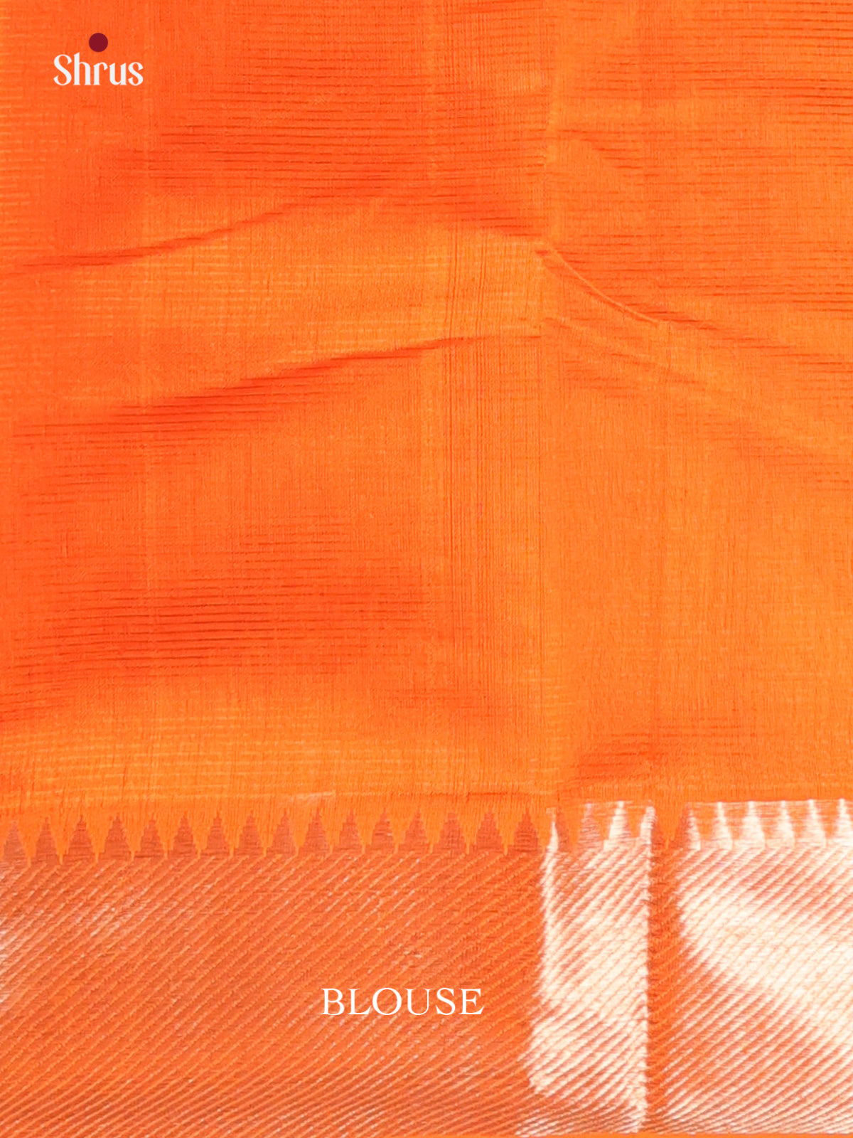 Graceful Orange Mangalagiri silk cotton Saree with Silver Zari Border -1
