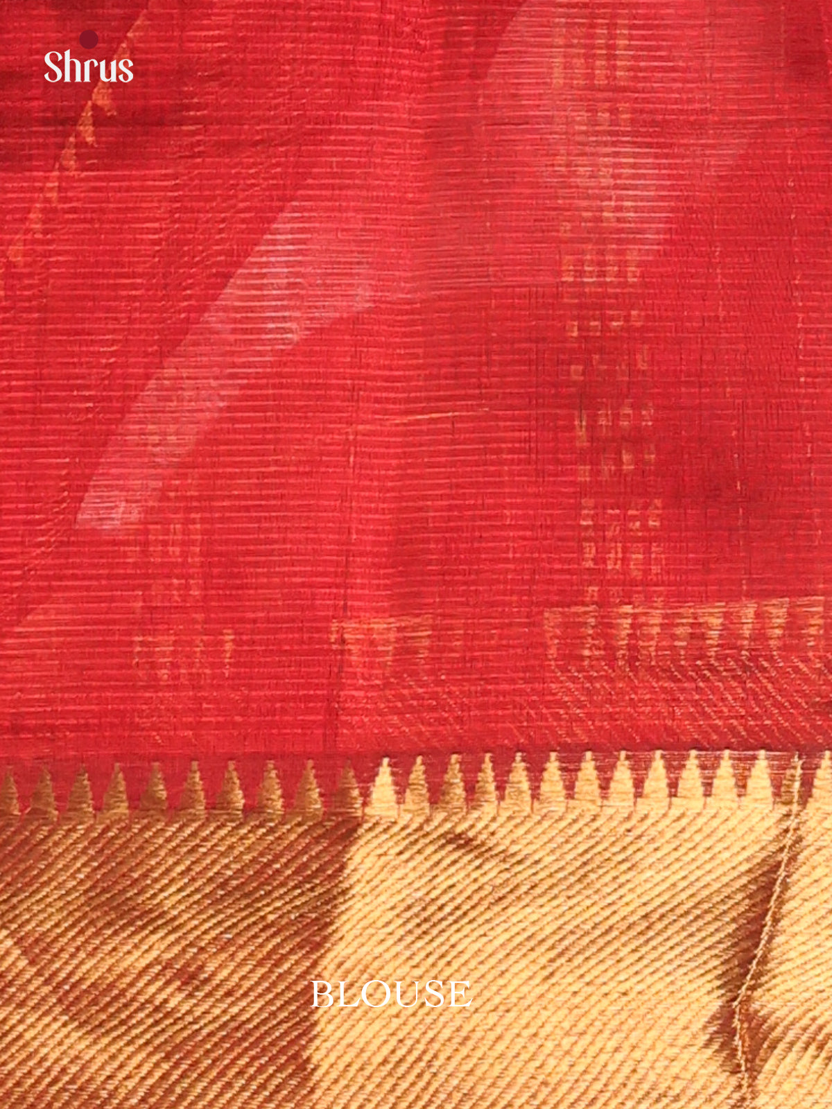 Maroon(Single Tone) - Mangalagiri silkcotton Saree with Gold Zari border - Shop on Shrus.com