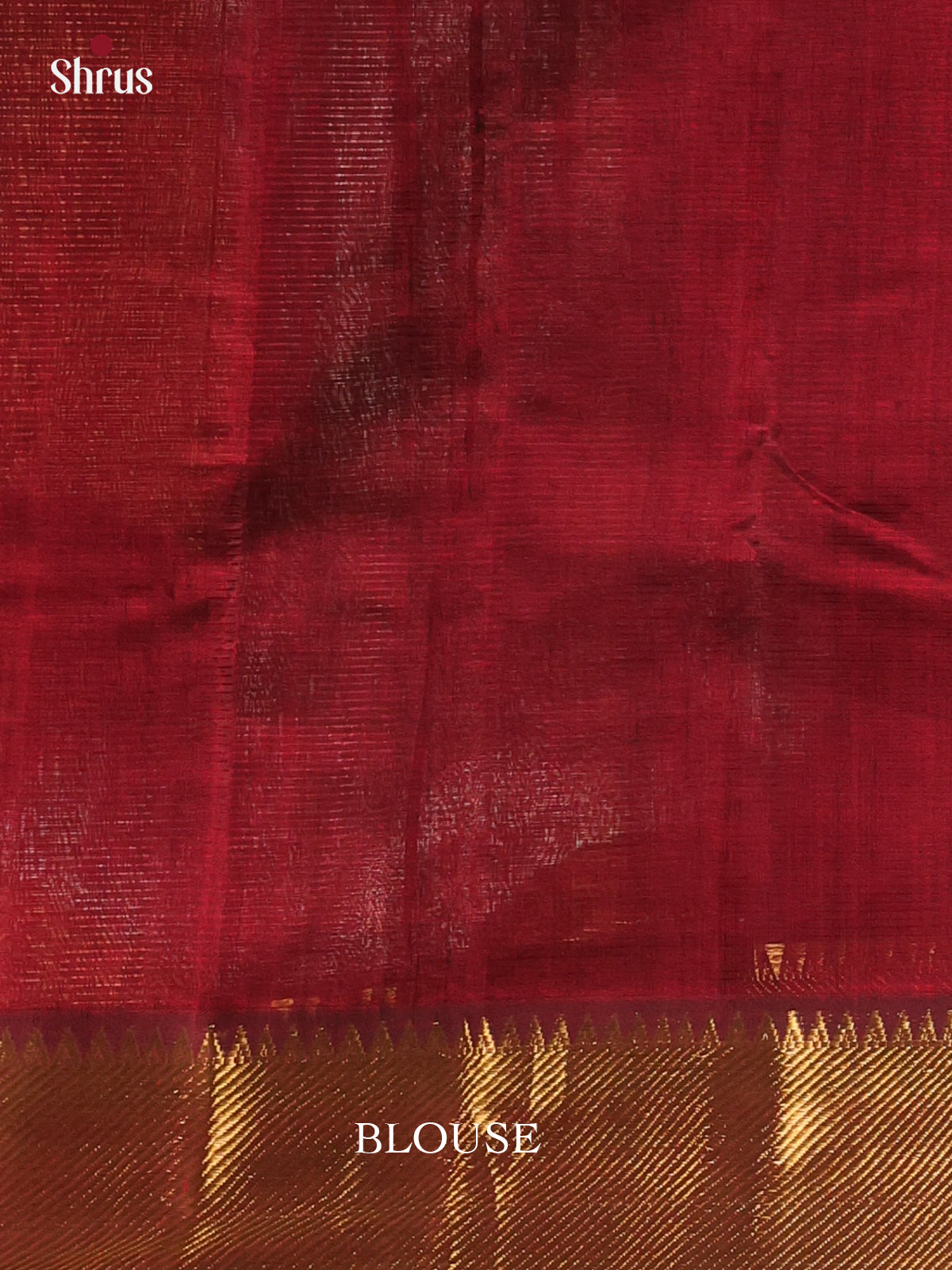 Maroon(single Tone) - Mangalagiri silkcotton Saree with Gold Zari Border - Shop on Shrus.com