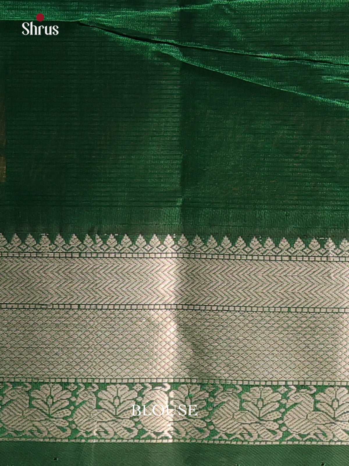 Green(Single Tone)- Mangalagiri silkcotton Saree with Silver Zari Border - Shop on Shrus.com