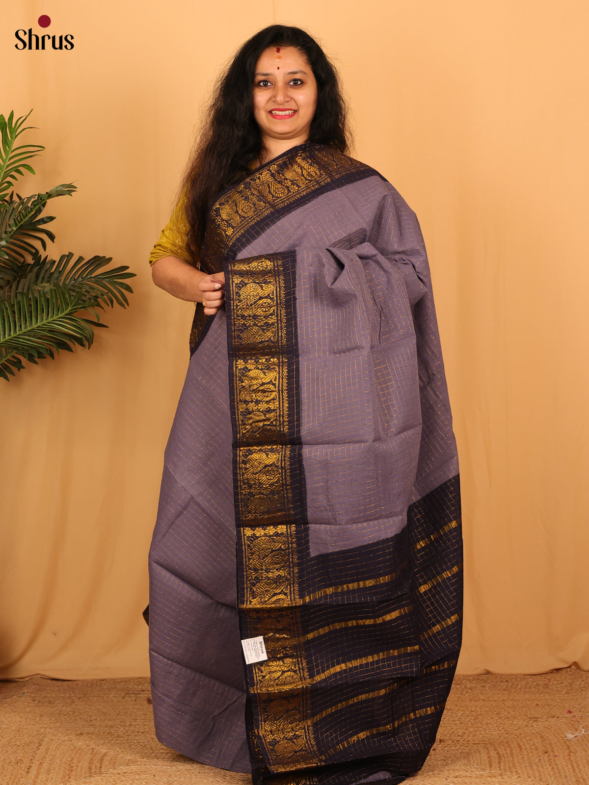 Purple & Blue - Sungudi Cotton Saree - Shop on Shrus.com
