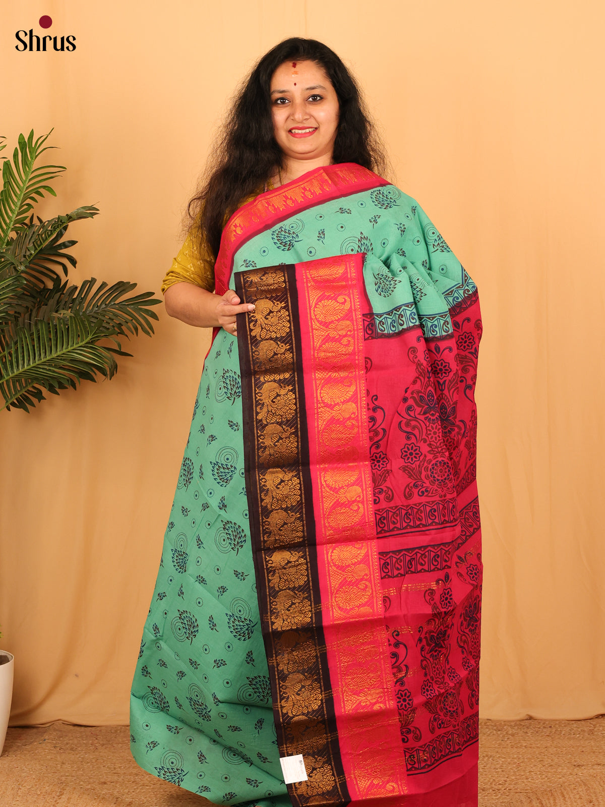 Green & Pink - Sungudi Cotton Saree - Shop on Shrus.com