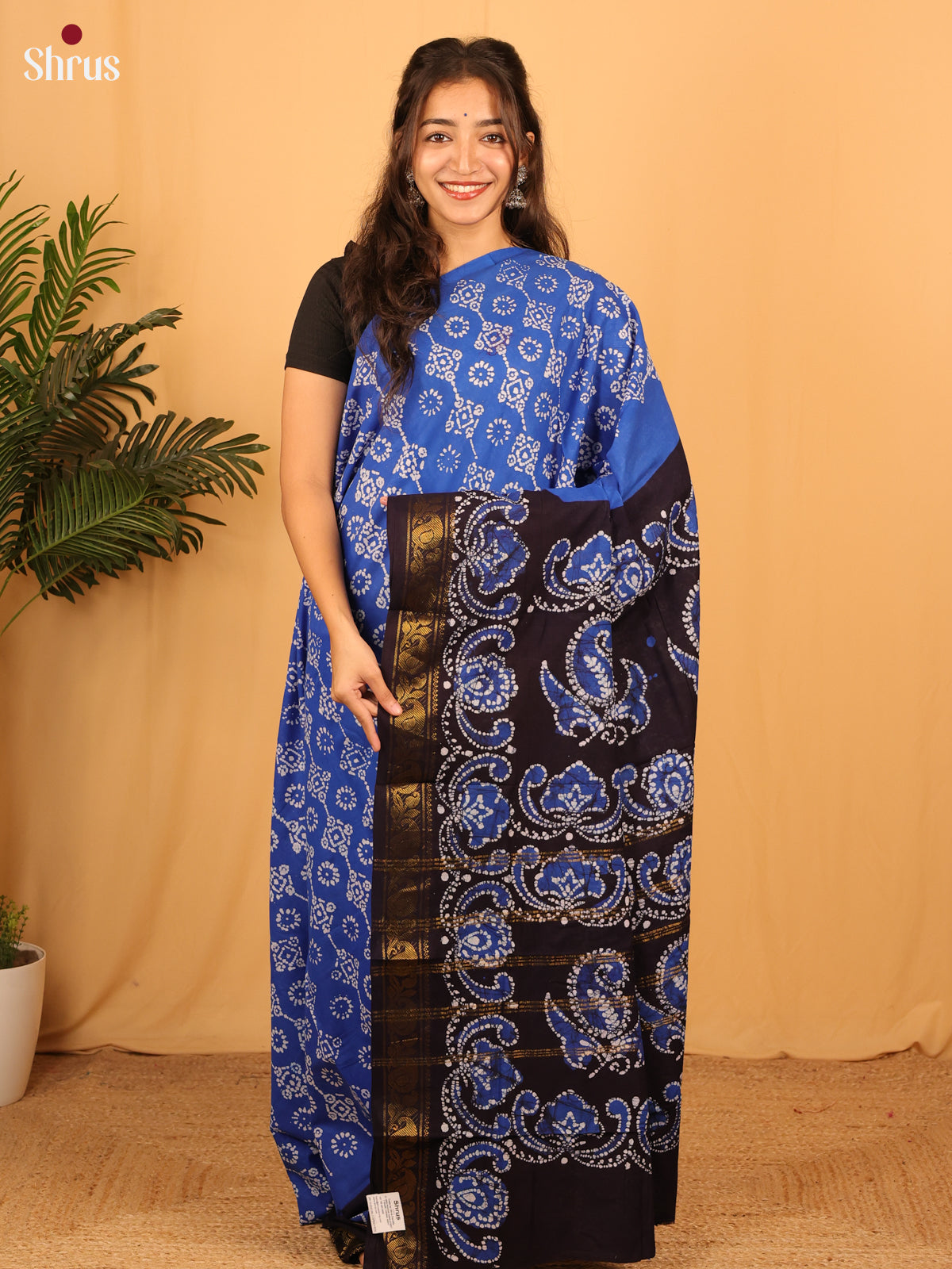 Blue- Sungudi Cotton Saree - Shop on Shrus.com