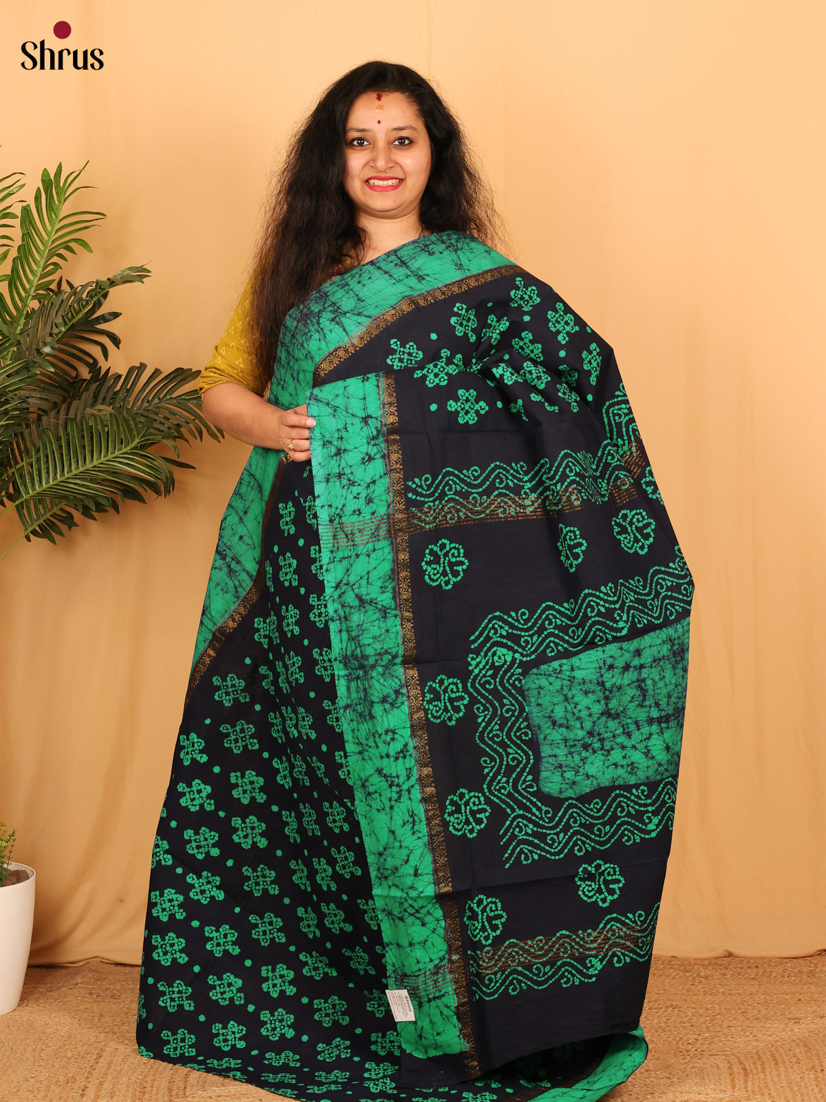 Blue & Green - Sungudi Cotton Saree - Shop on Shrus.com