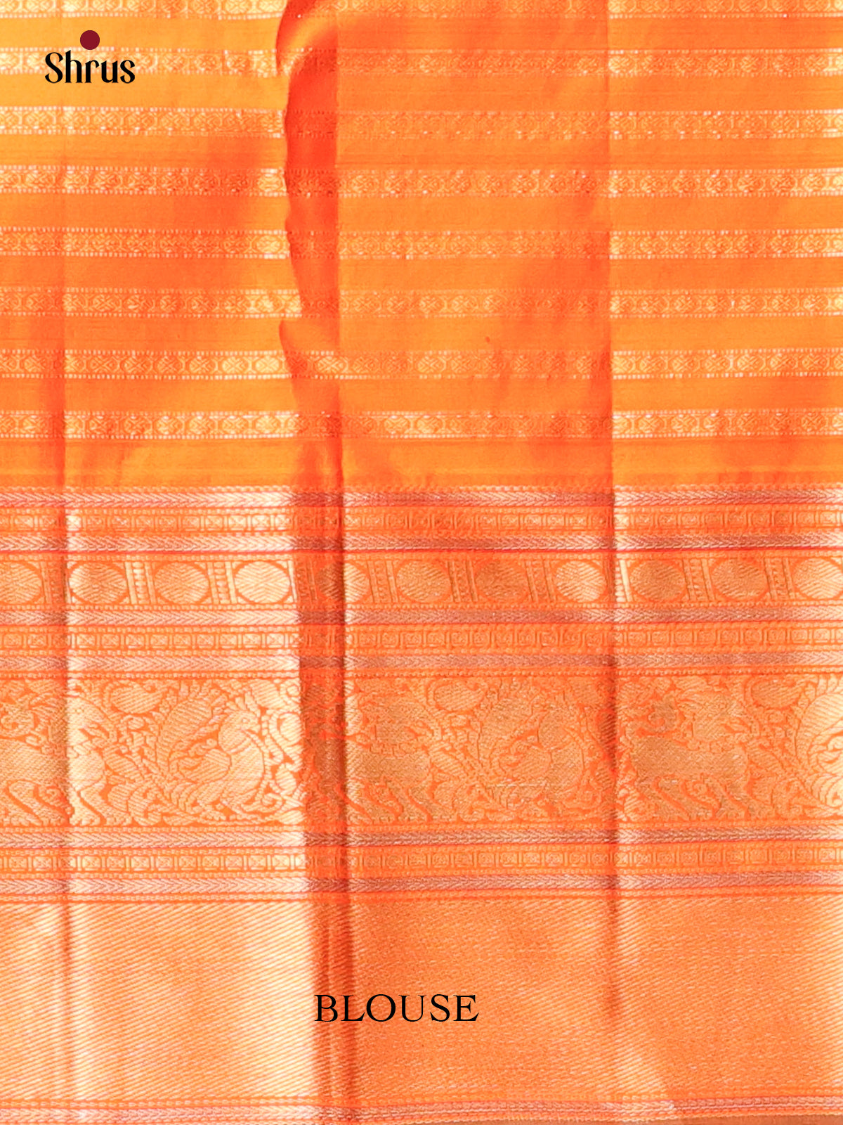 Beige & Orange - Kanchipuram silk Saree - Shop on Shrus.com