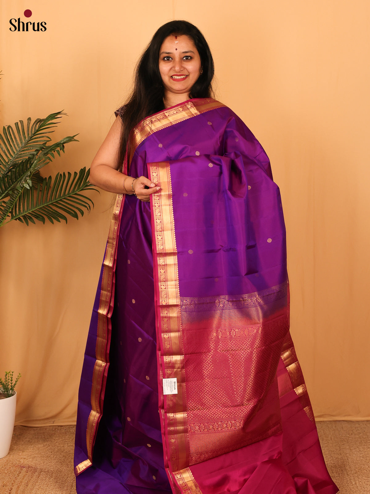 Violet & Wine - Kanchipuram silk Saree - Shop on Shrus.com