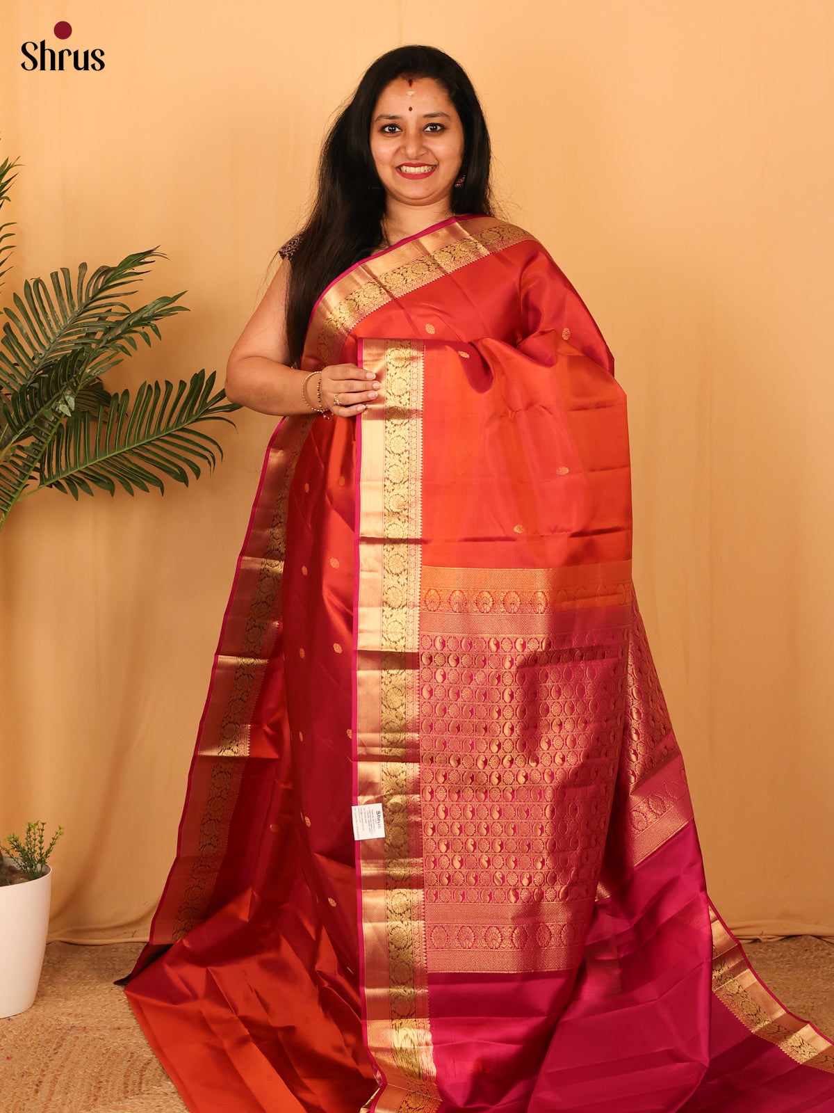 Red & Purple- Kanchipuram silk Saree - Shop on Shrus.com