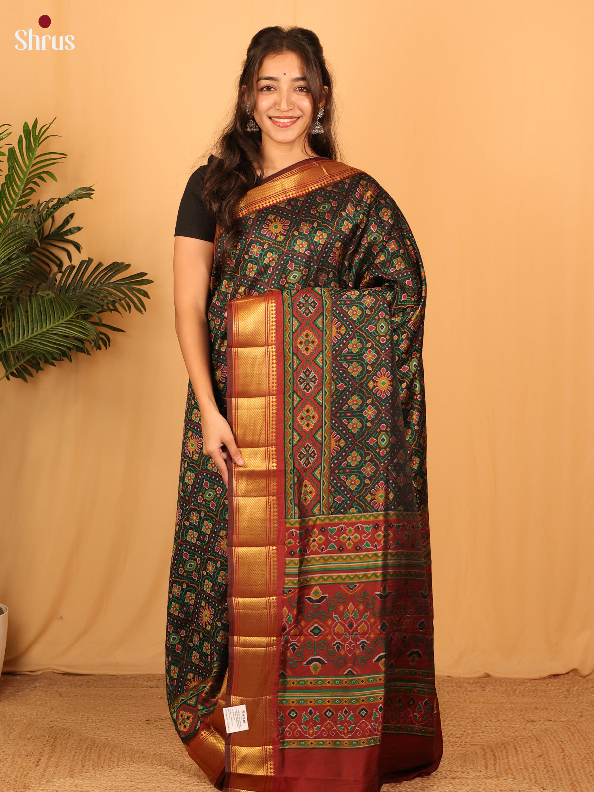 Black & Brown - Semi Patola Saree - Shop on Shrus.com