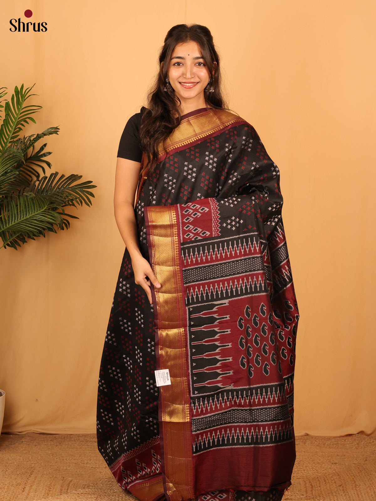 Black & Brown - Semi Patola Saree - Shop on Shrus.com