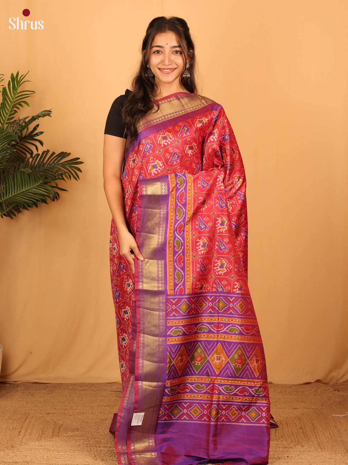 Red & Purple - Semi Patola Saree - Shop on Shrus.com