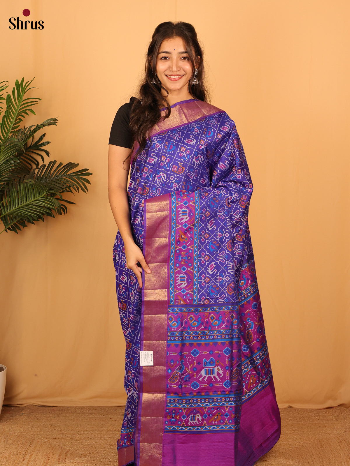 Blue & Purple - Semi Patola Saree - Shop on Shrus.com