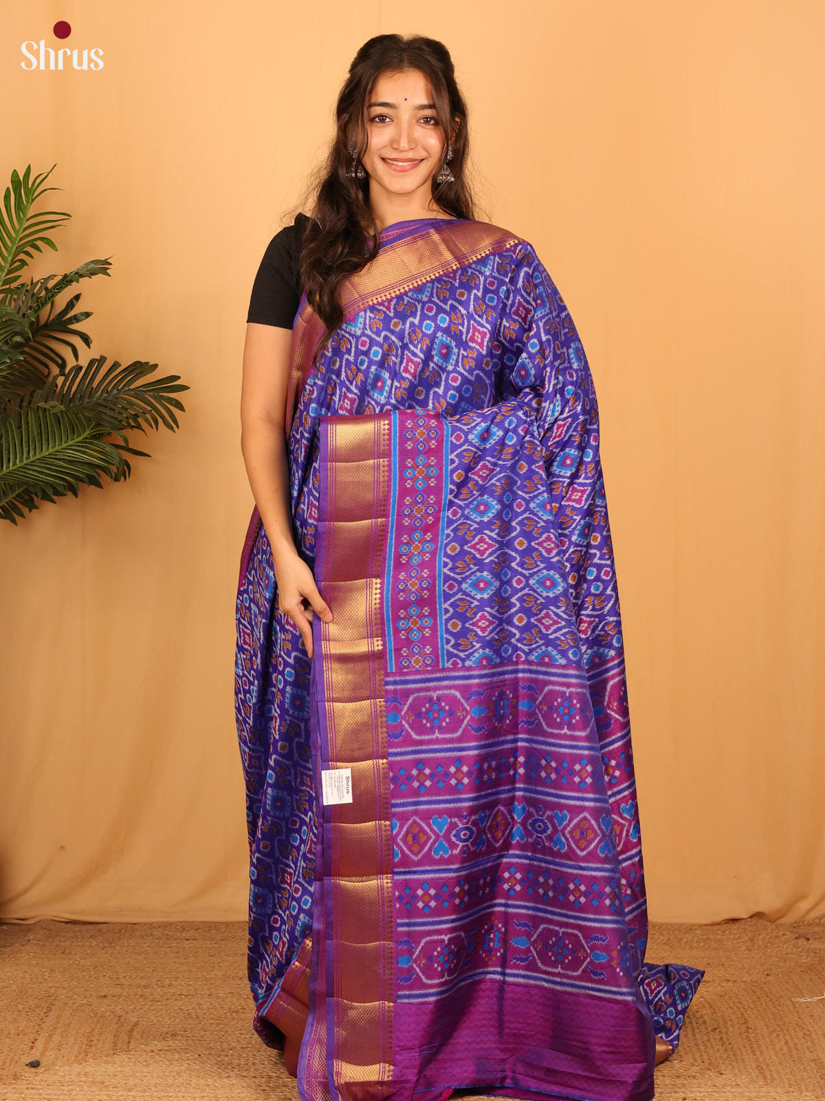 Blue & Purple - Semi Patola Saree - Shop on Shrus.com