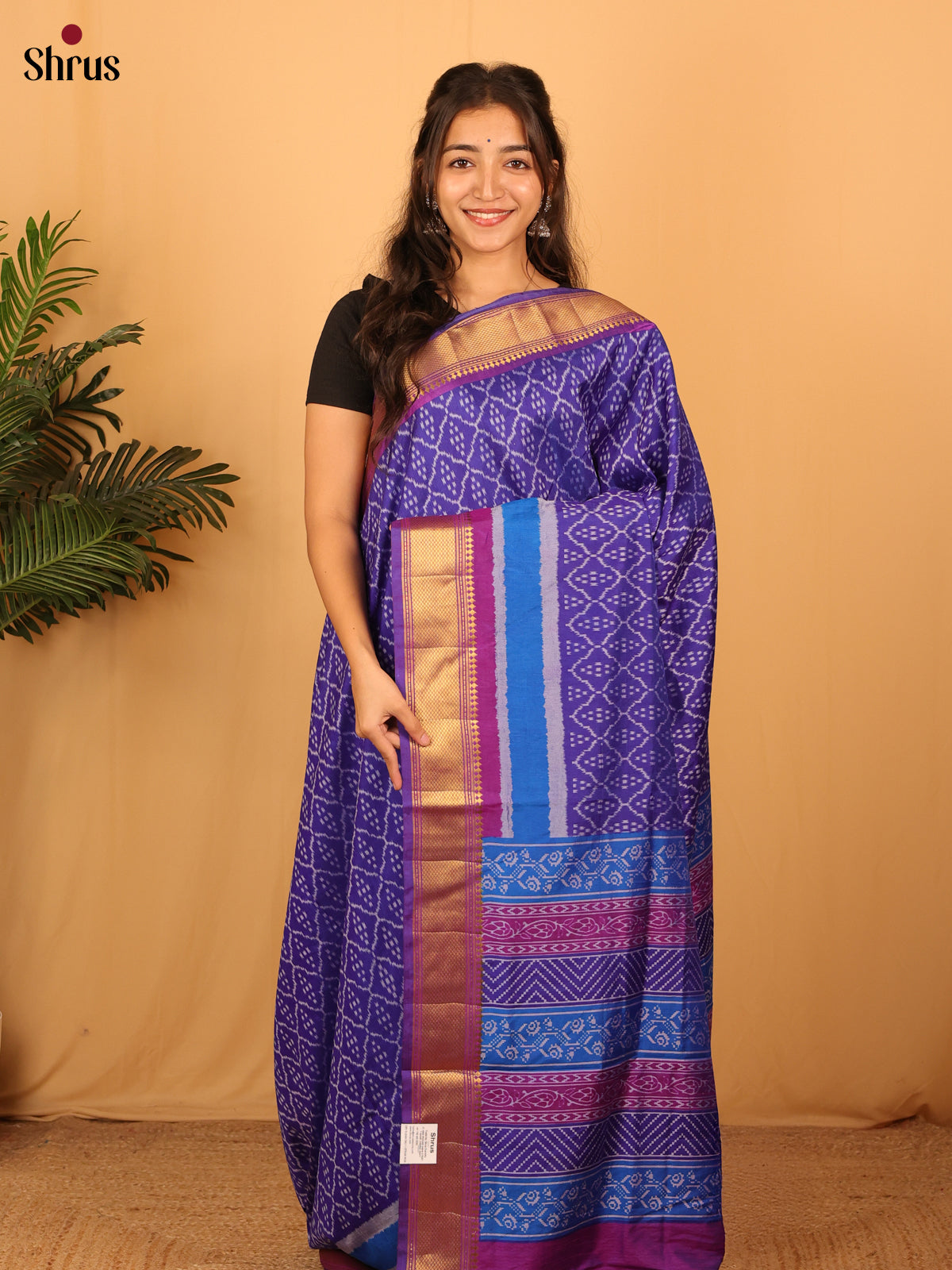 Blue & Purple - Semi Patola Saree - Shop on Shrus.com