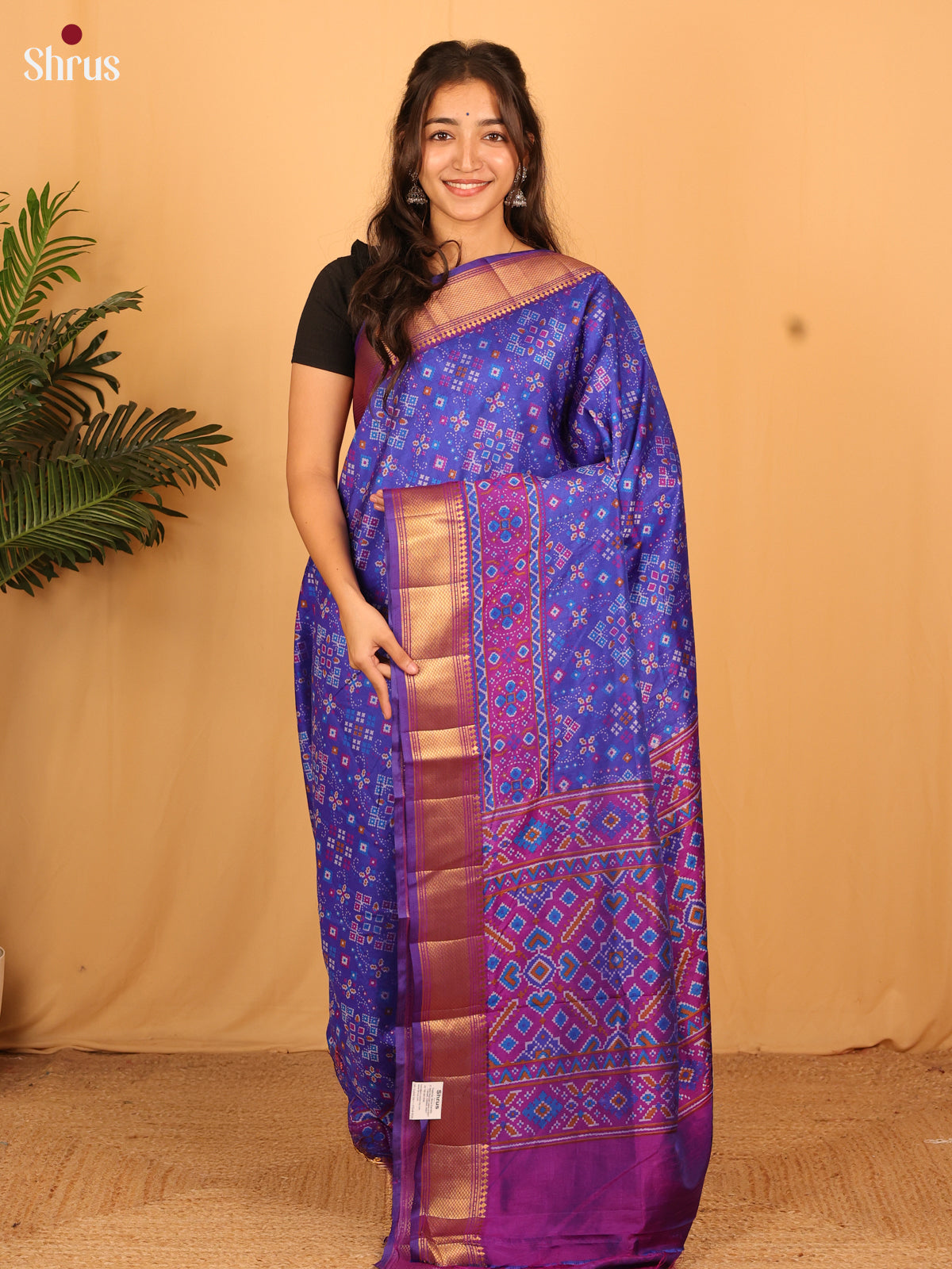 Blue & Purple - Semi Patola Saree - Shop on Shrus.com