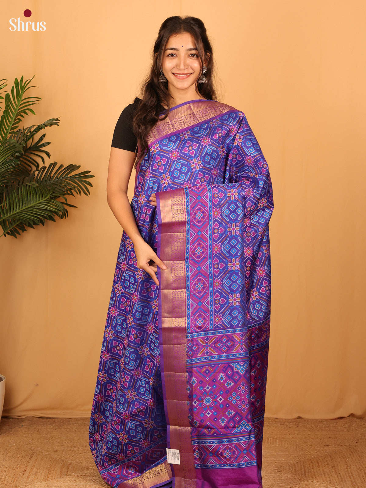 Blue & Purple - Semi Patola Saree - Shop on Shrus.com