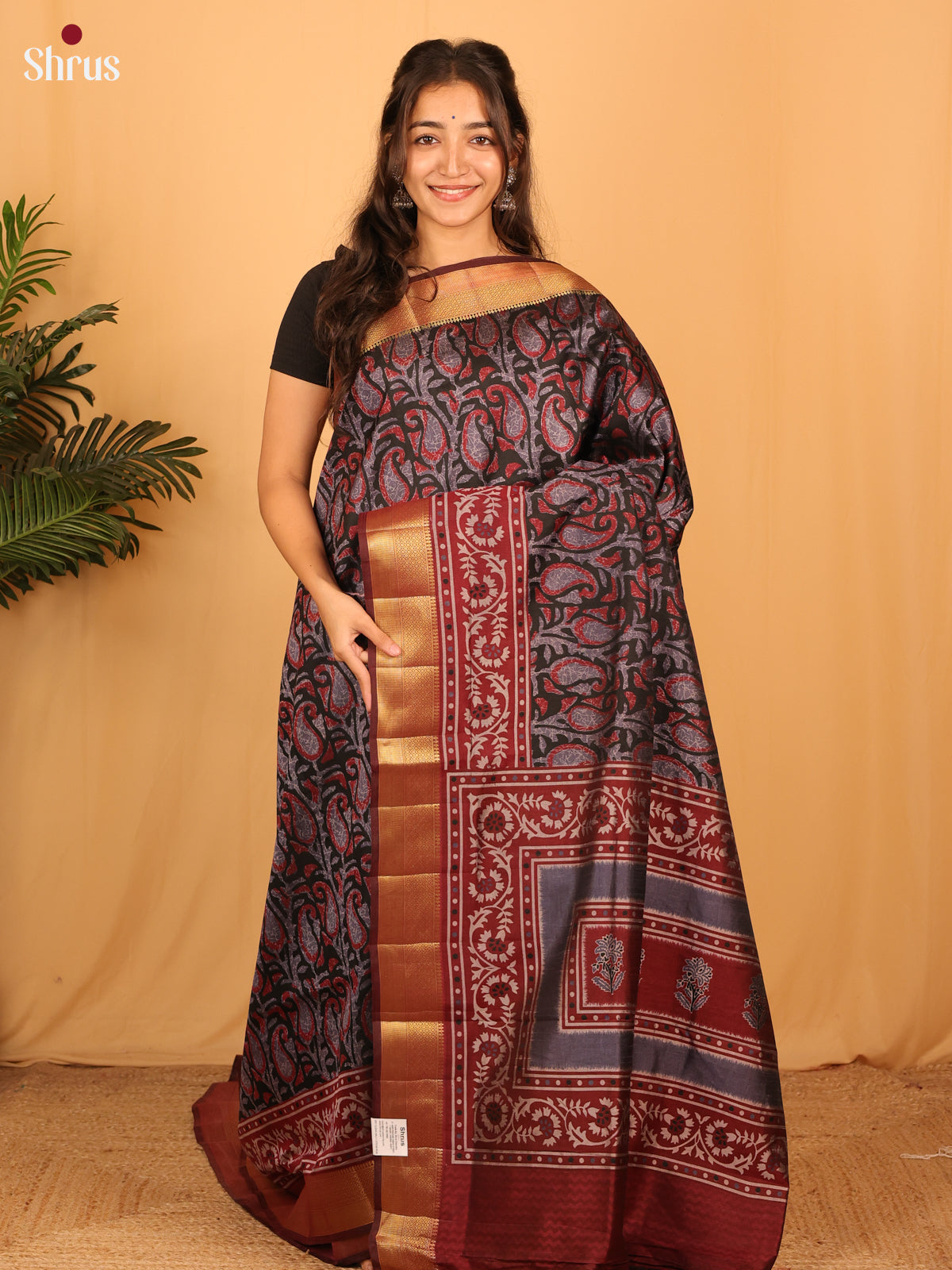 Black & Brown - Semi Patola Saree - Shop on Shrus.com