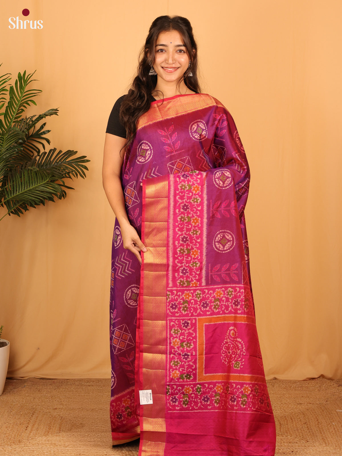 Purple & Pink - Semi Patola Saree - Shop on Shrus.com