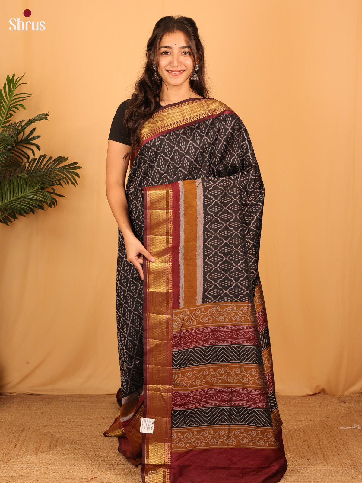 Black & Brown - Semi Patola Saree - Shop on Shrus.com