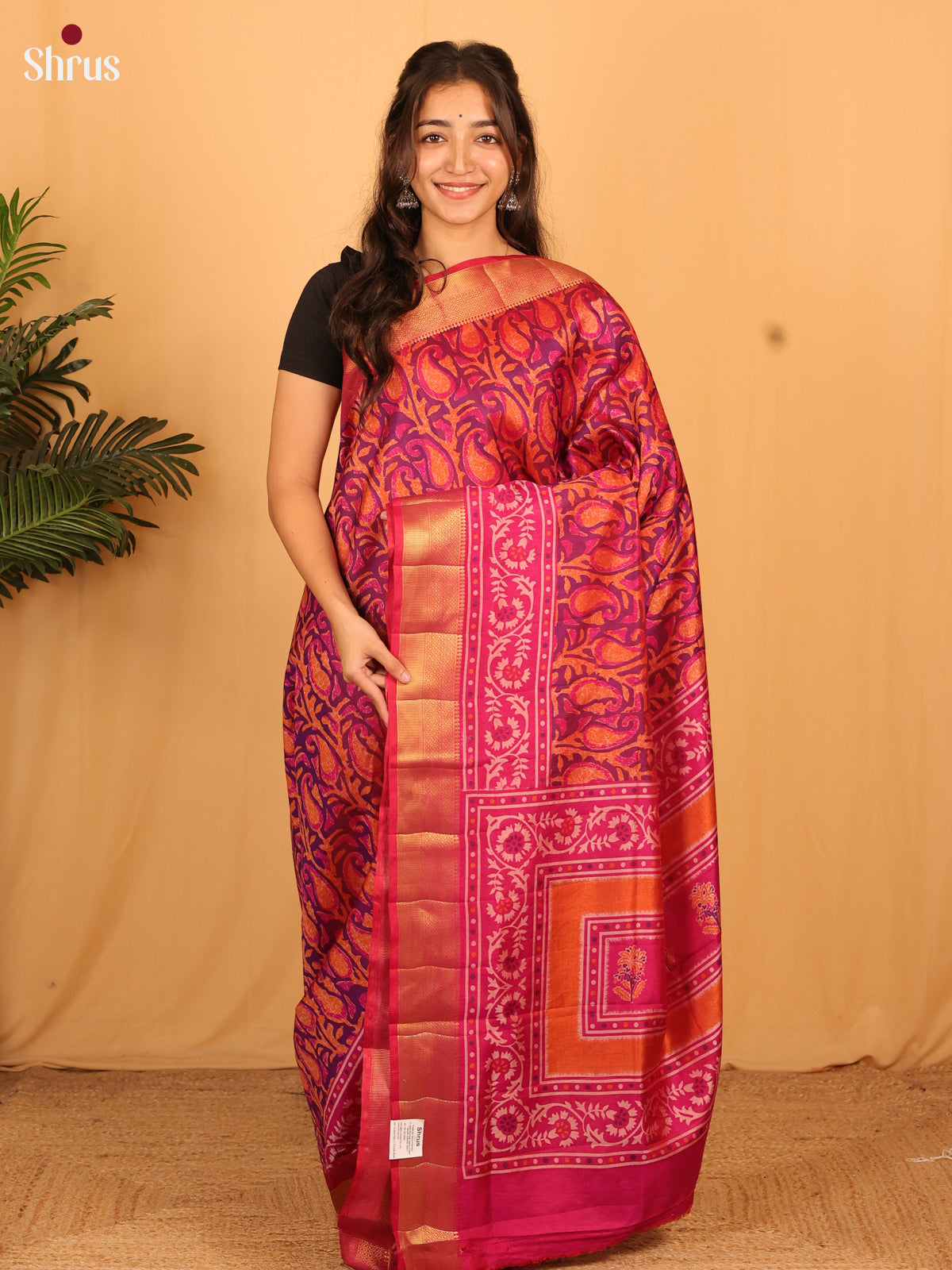 Purple & Pink - Semi Patola Saree - Shop on Shrus.com