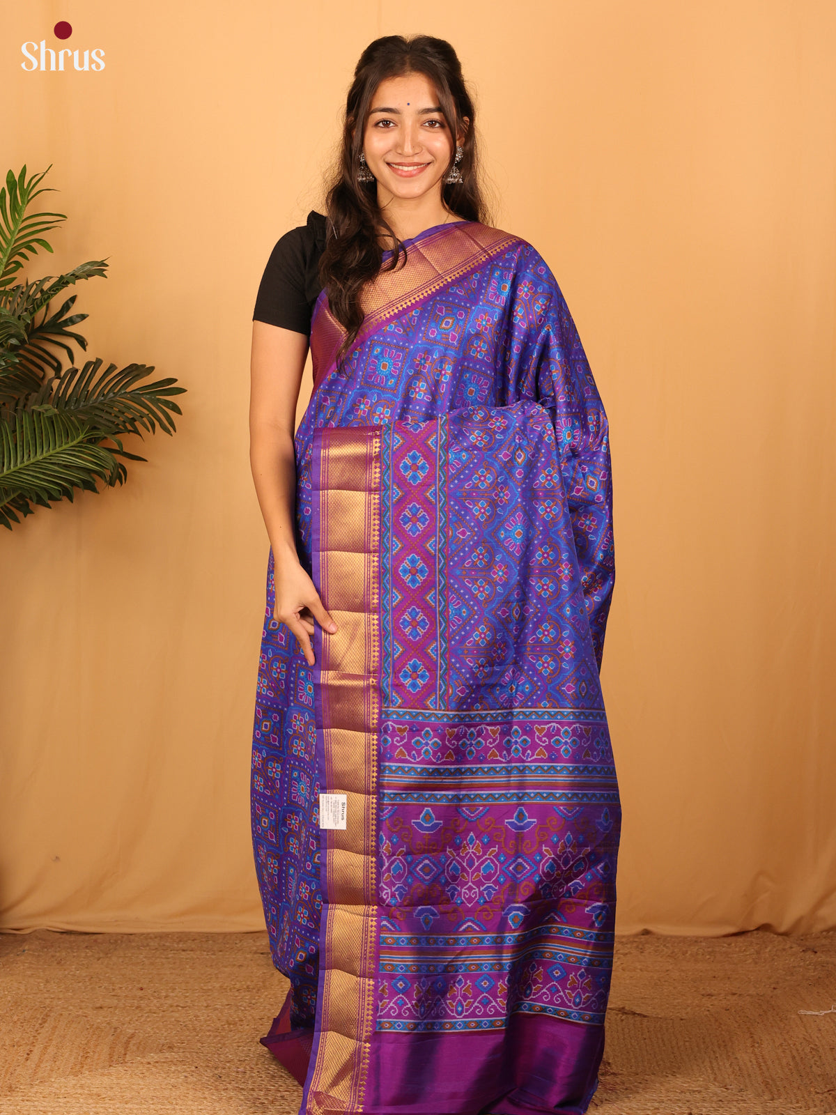 Blue & Purple - Semi Patola Saree - Shop on Shrus.com