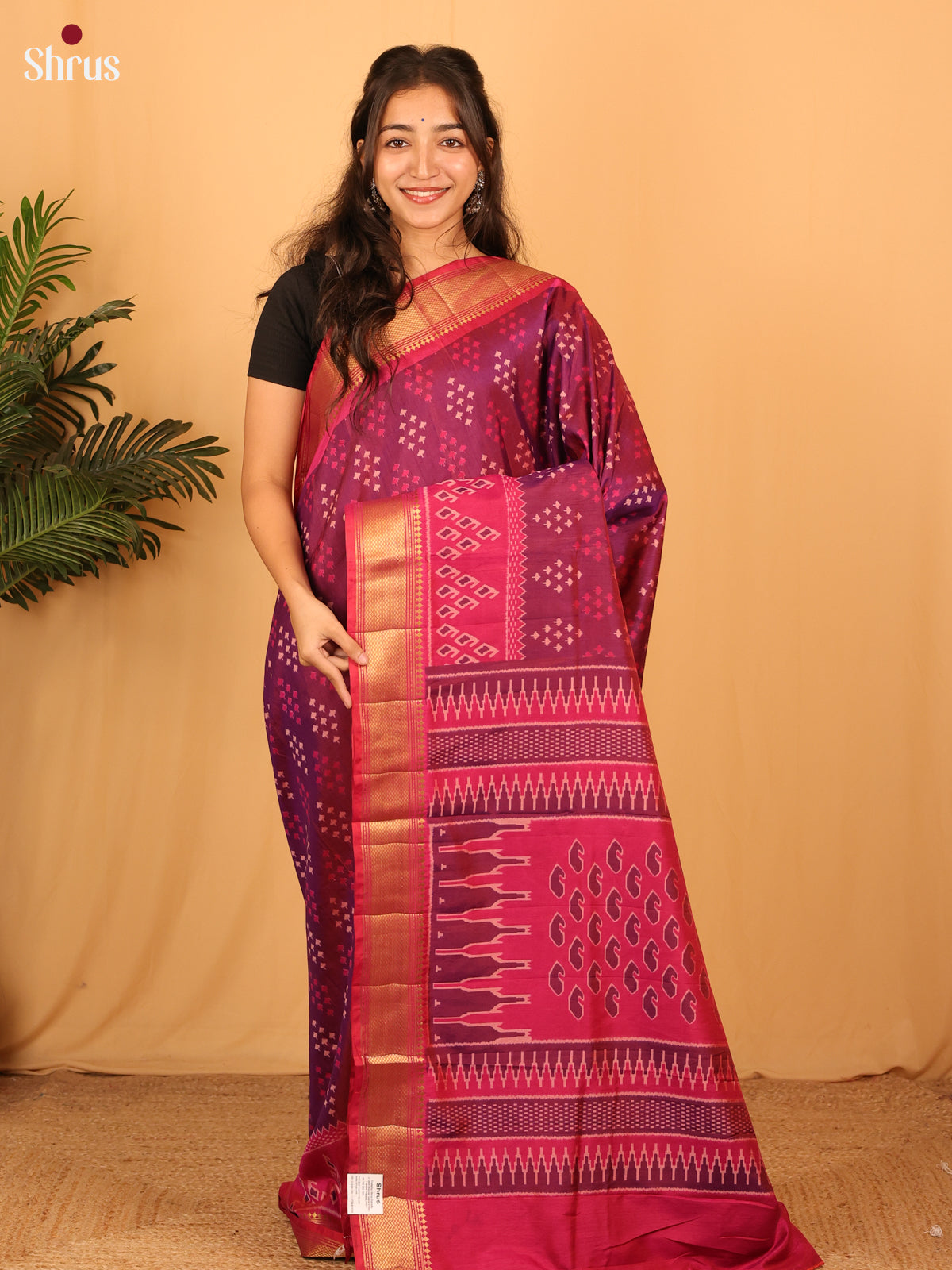 Purple & Pink - Semi Patola Saree - Shop on Shrus.com