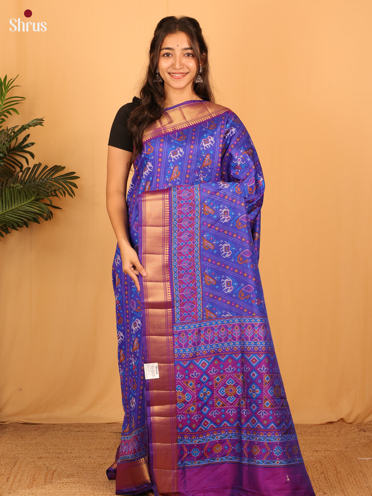 Blue & Purple - Semi Patola Saree - Shop on Shrus.com