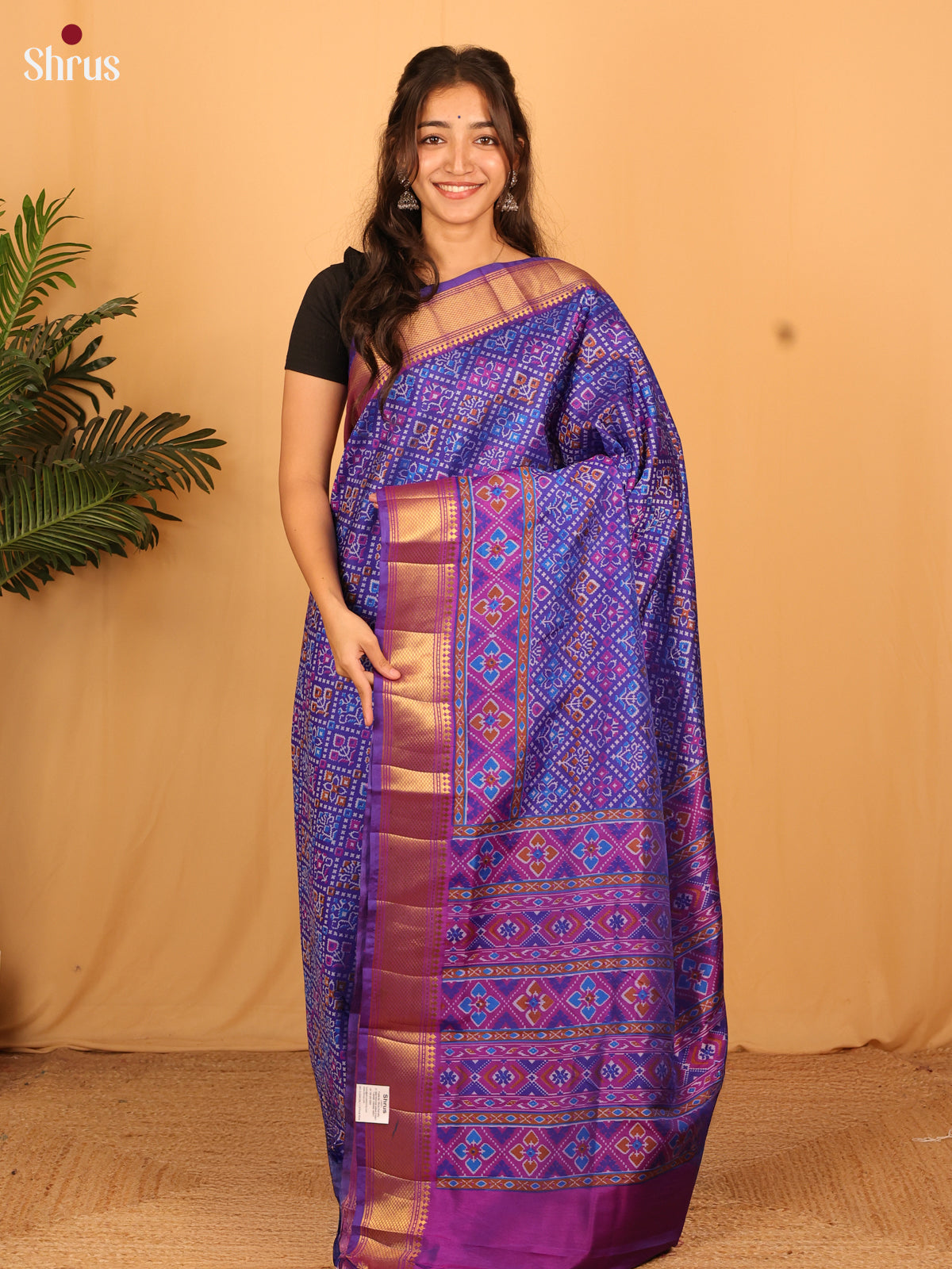 Blue & Purple - Semi Patola Saree - Shop on Shrus.com