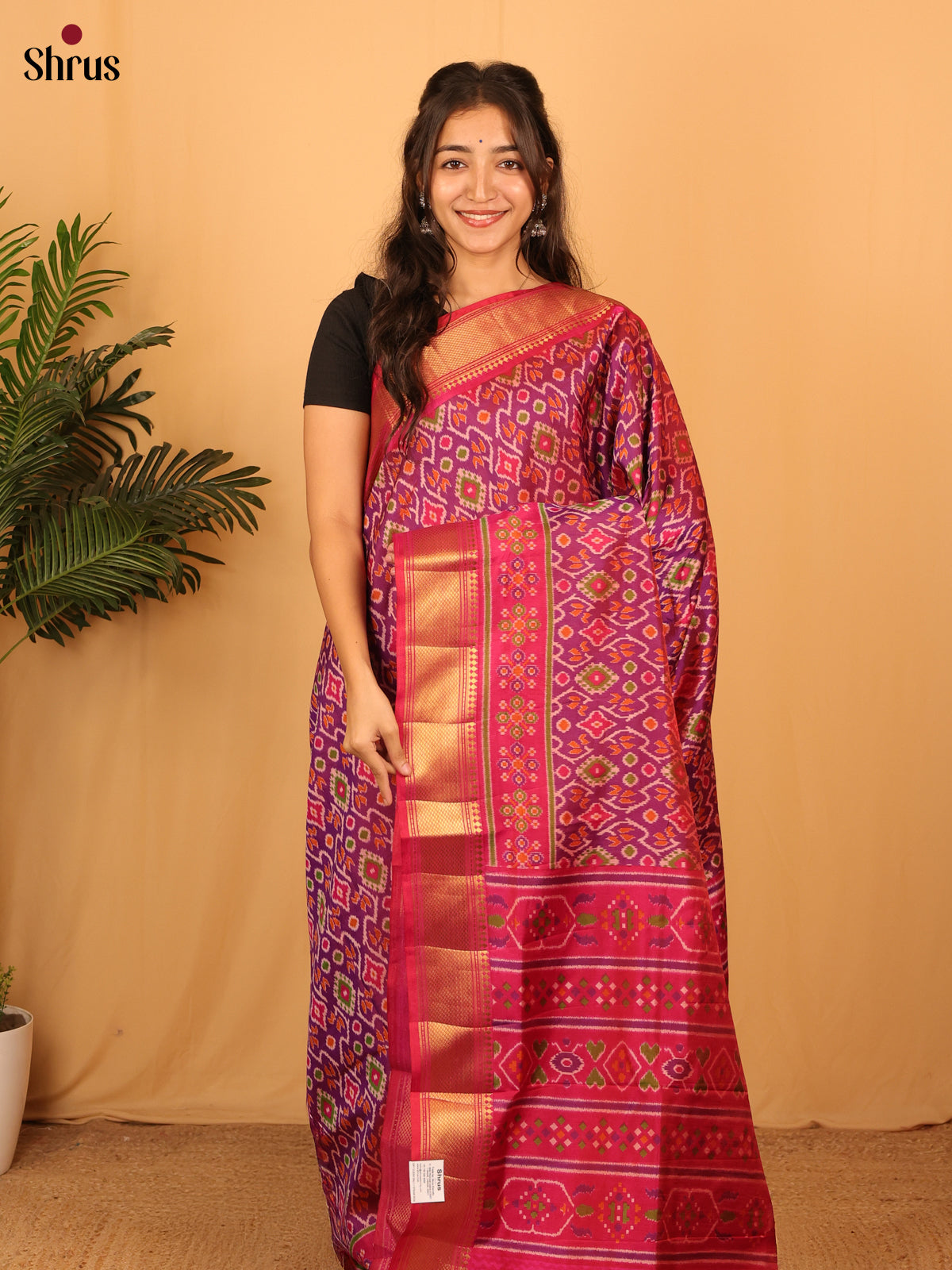 Purple & Pink - Semi Patola Saree - Shop on Shrus.com