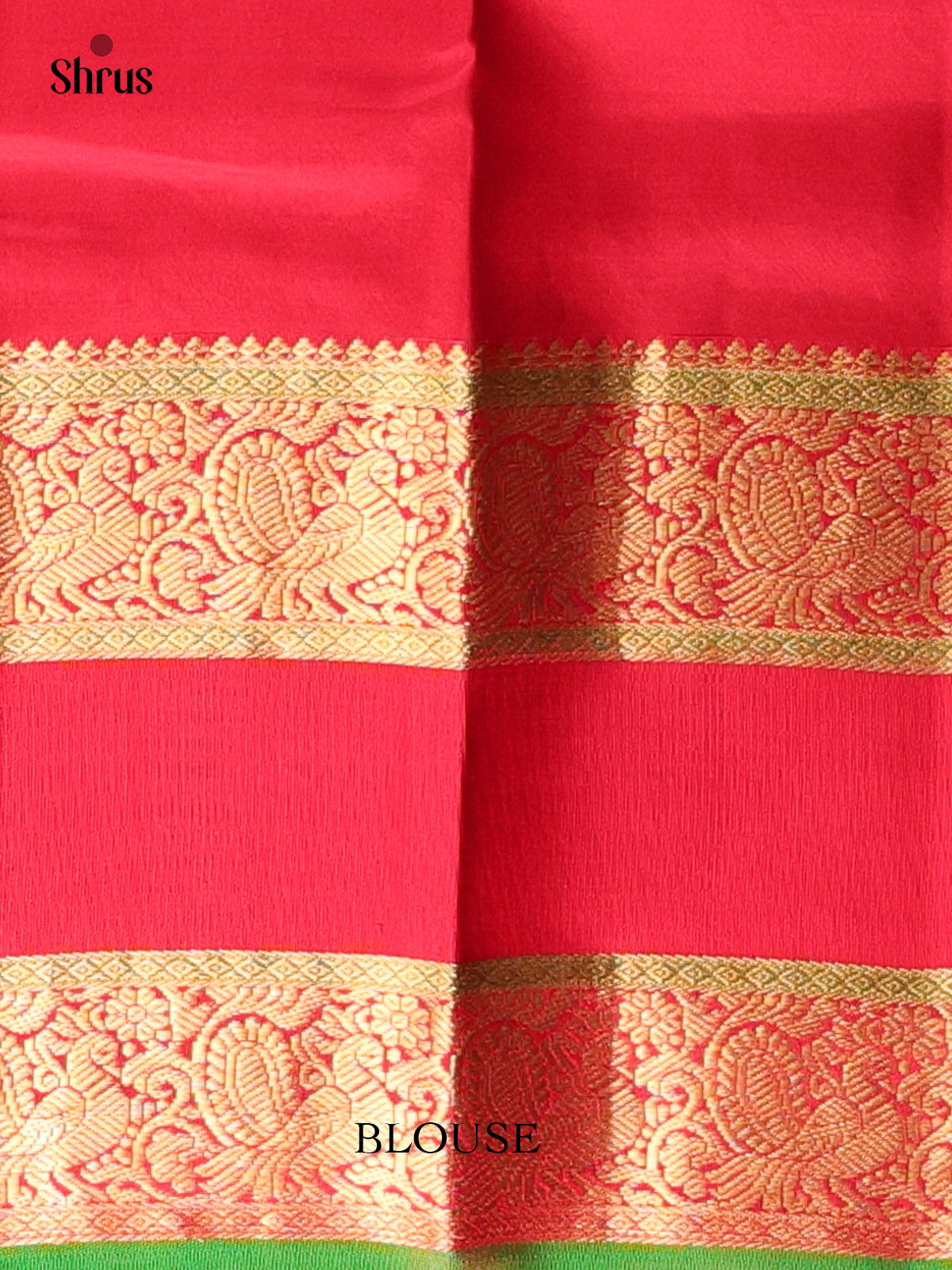 Cream & Red - Kanchipuram silk Saree - Shop on Shrus.com