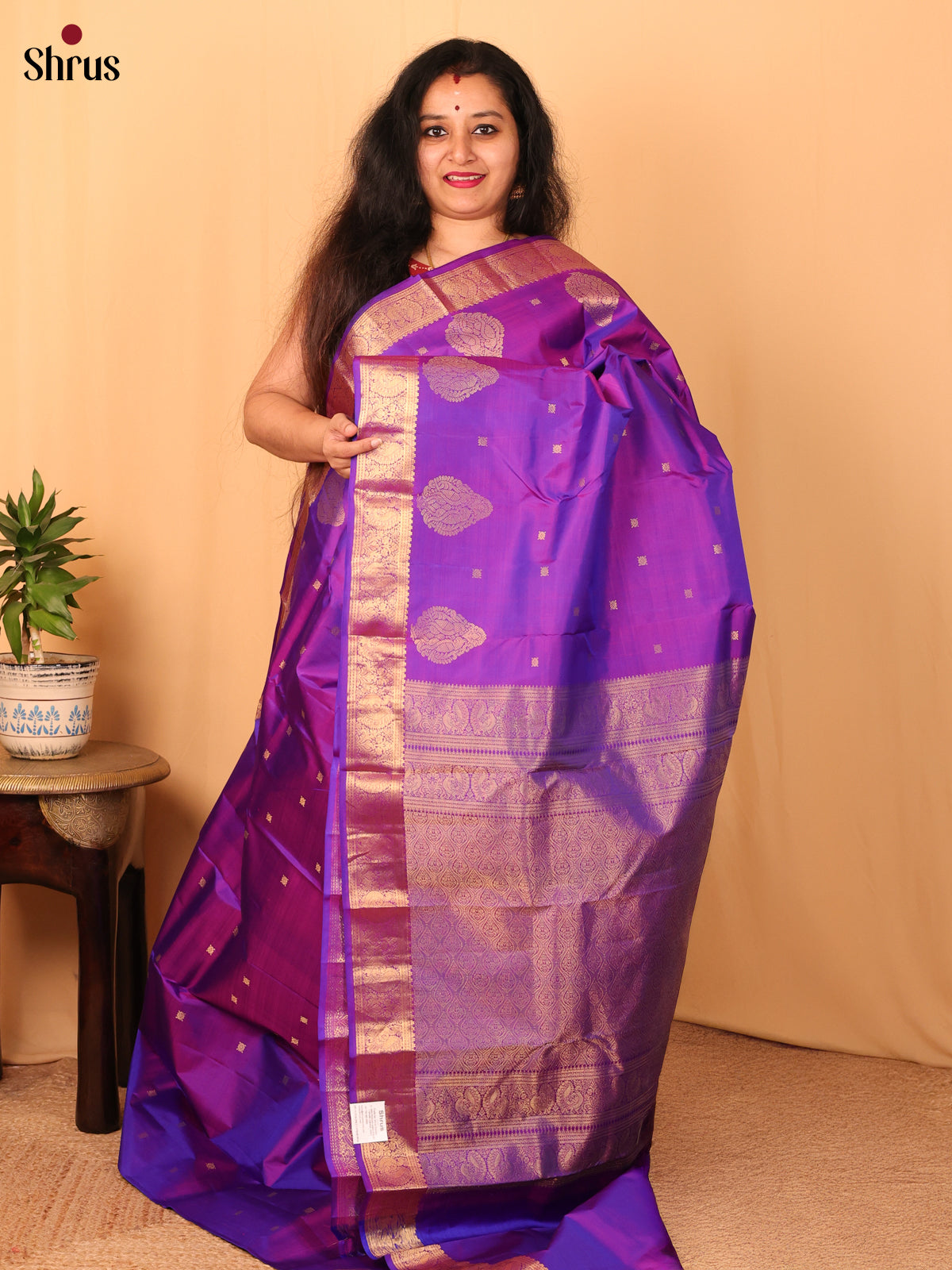 Purple(Single Tone) - Kanchipuram silk Saree - Shop on Shrus.com