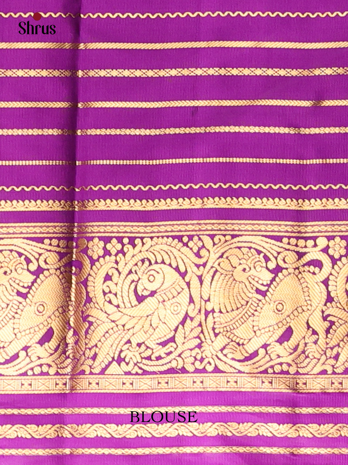 Blue & Purple - Kanchipuram silk Saree - Shop on Shrus.com