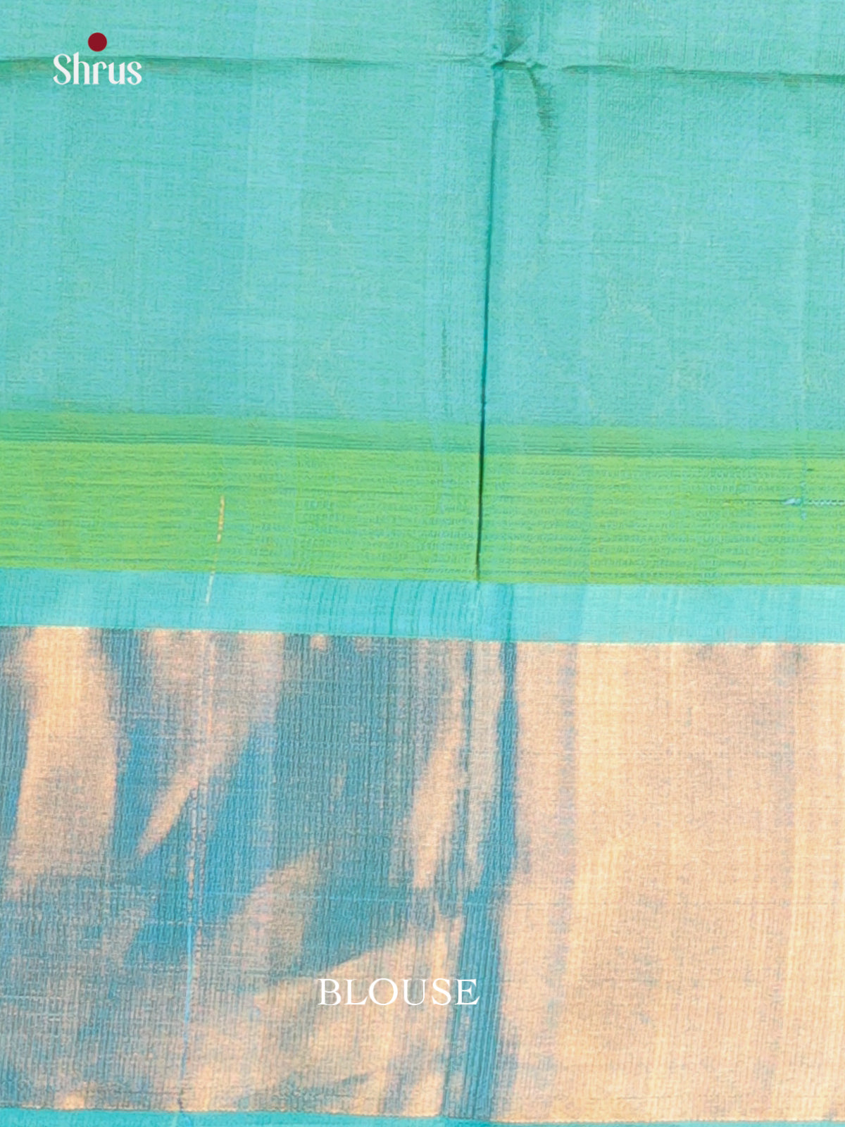 Cream & Teal Green- Silk Cotton Saree - Shop on Shrus.com