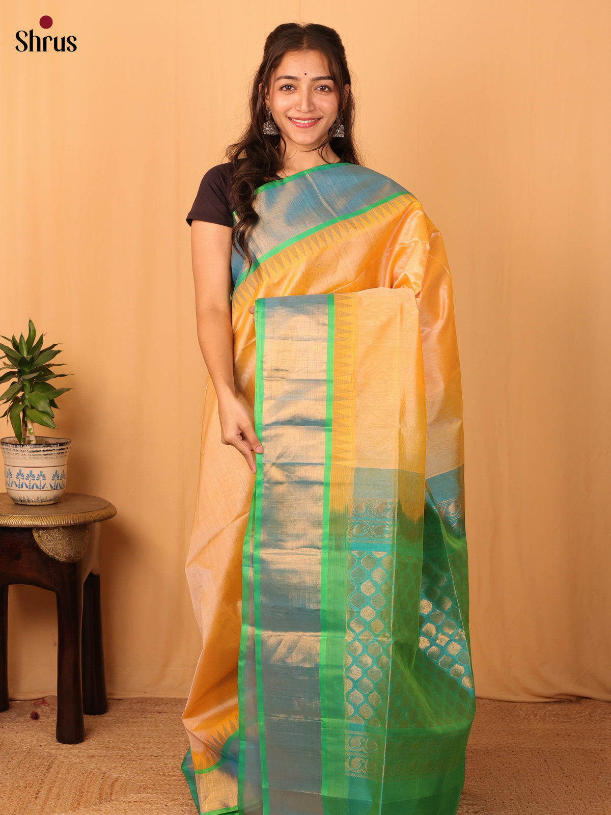 DAS13061 - Silk Cotton Saree - Shop on Shrus.com